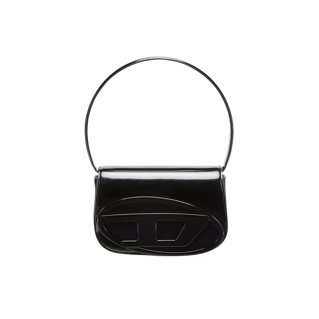 디젤 1DR 아이코닉 숄더백 미러 레더 블랙(Diesel 1DR Iconic Shoulder Bag in Mirrored Leather Black)