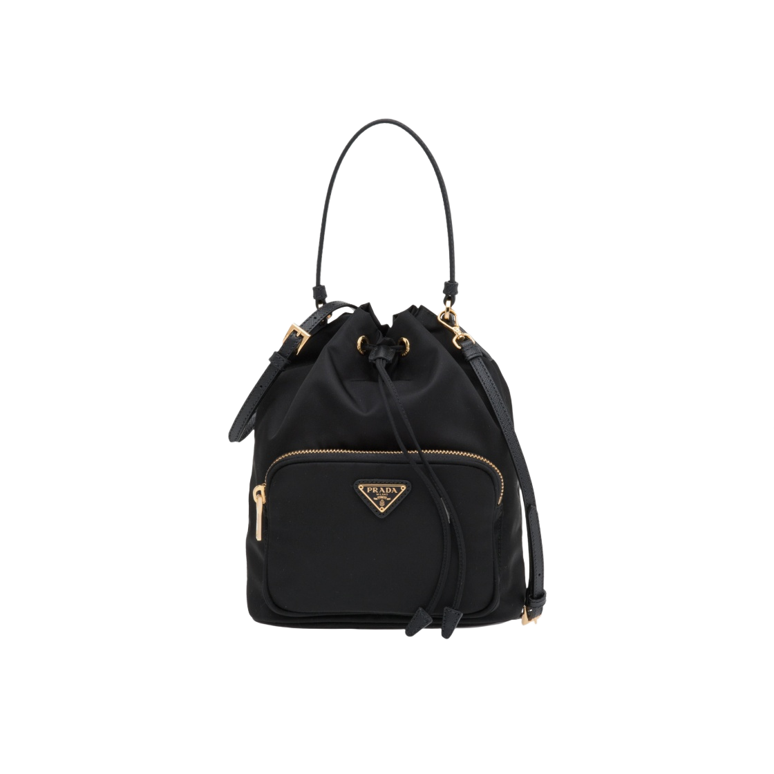 프라다 듀엣 리나일론 숄더백 블랙 골드(Prada Duet Re-Nylon Shoulder Bag Black Gold)