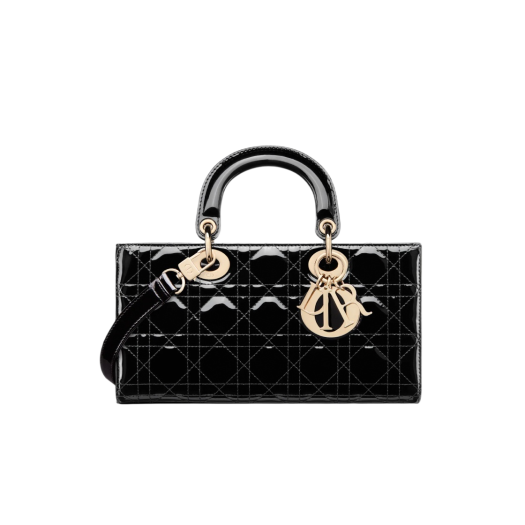 Dior Medium Lady D Joy Bag Patent Cannage Calfskin Black