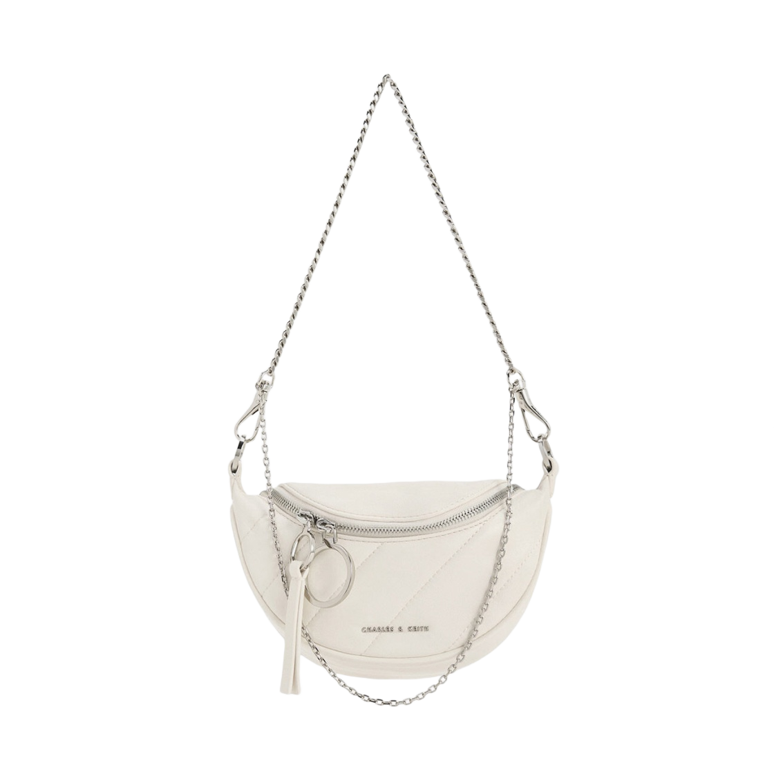 찰스앤키스 필로미나 하프문 크로스바디 백 크림(Charles & Keith Philomena Half-Moon Crossbody Bag Cream)