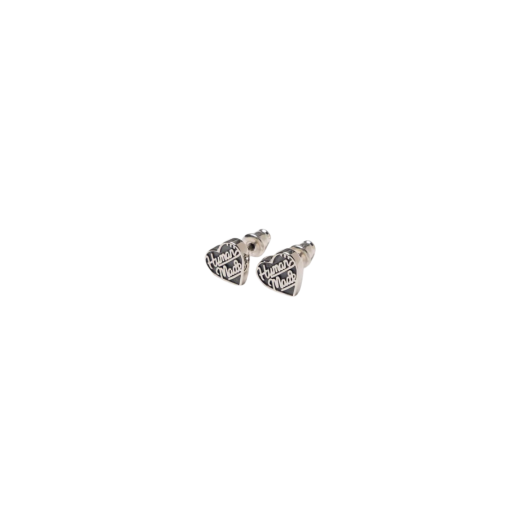 Human Made Heart Silver Earring Black