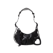 Balenciaga Le Cagole XS Shoulder Bag Latex Nappa Leather Black