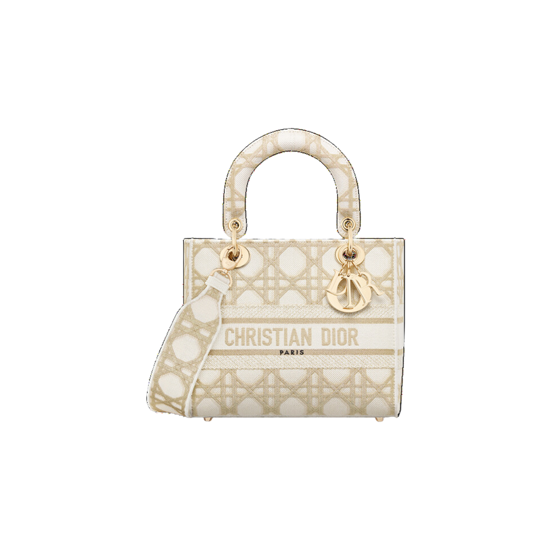 디올 미디움 레이디 라이트 백 화이트 골드 톤 | Dior | KREAM Dior Medium Lady D-Lite Bag White Gold Tone