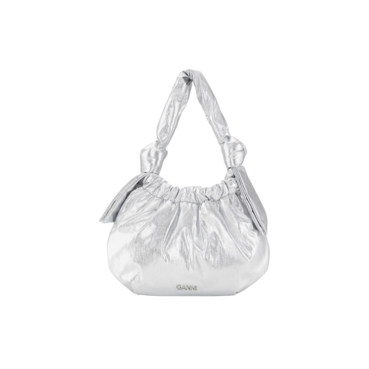 Ganni Small Occasion Hobo Bag Silver