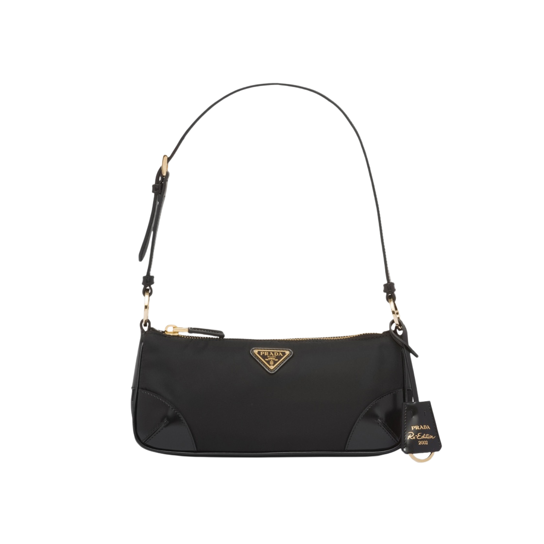 프라다 리에디션 2002 리나일론 브러쉬드 레더 숄더백 블랙(Prada Re-Edition 2002 Re-Nylon and Brushed Leather Shoulder Bag Black)