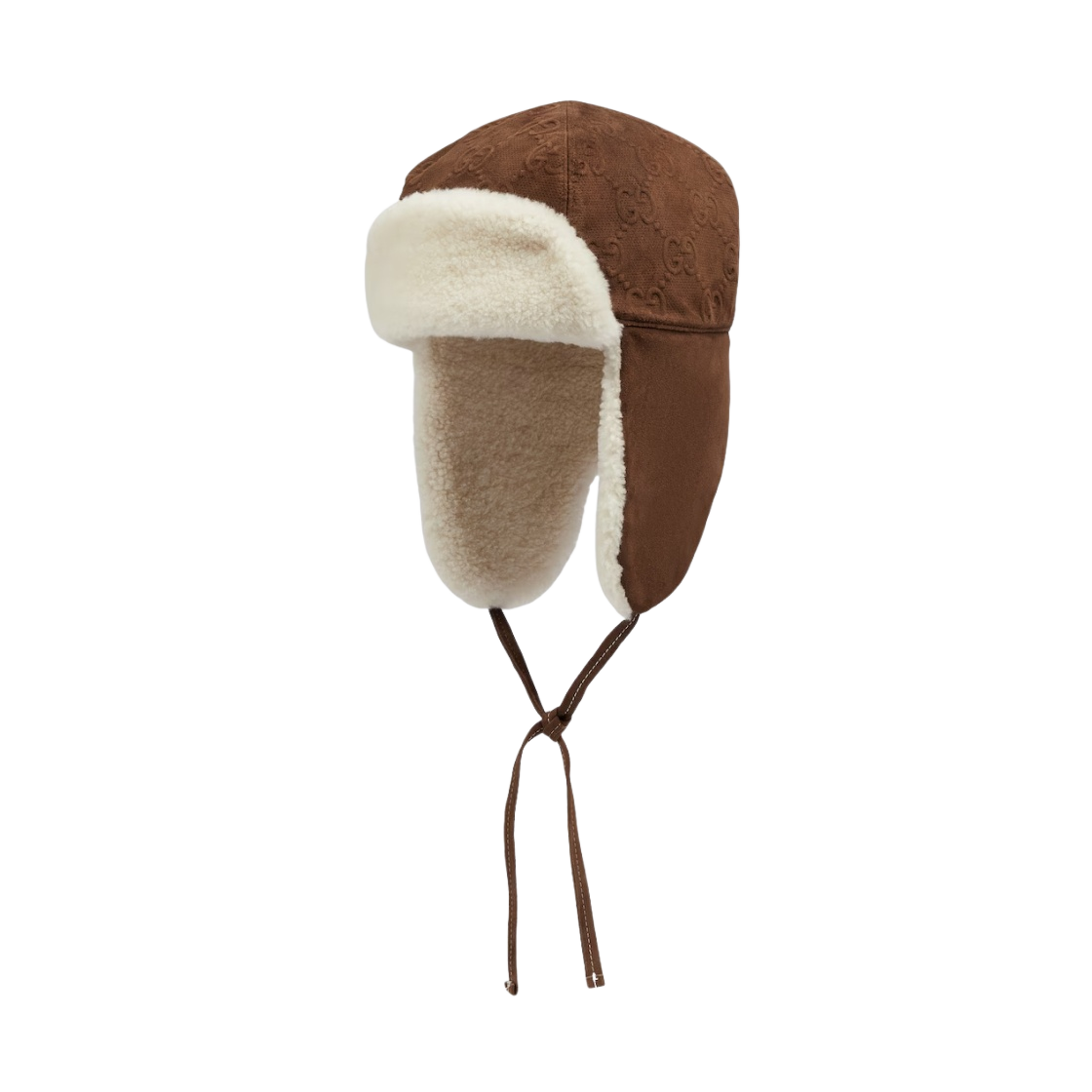 768760-4HA5G-2264 Gucci GG Suede Hat with Ear Flaps Brown