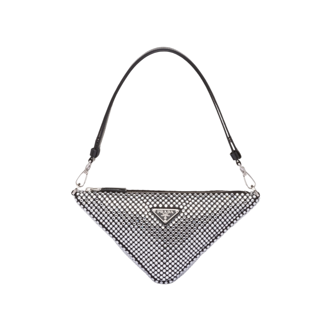 프라다 크리스탈 트라이앵글 사틴 미니백 크리스탈