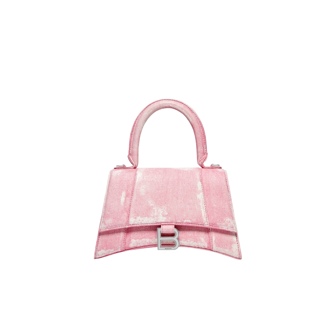 발렌시아가 아워글래스 스몰 핸드백 데님 프린트 핑크(Balenciaga Hourglass Small Handbag Denim Print Pink) - 1