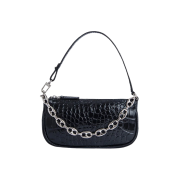 (W) By Far Croco Embossed Leather Mini Rachel Black