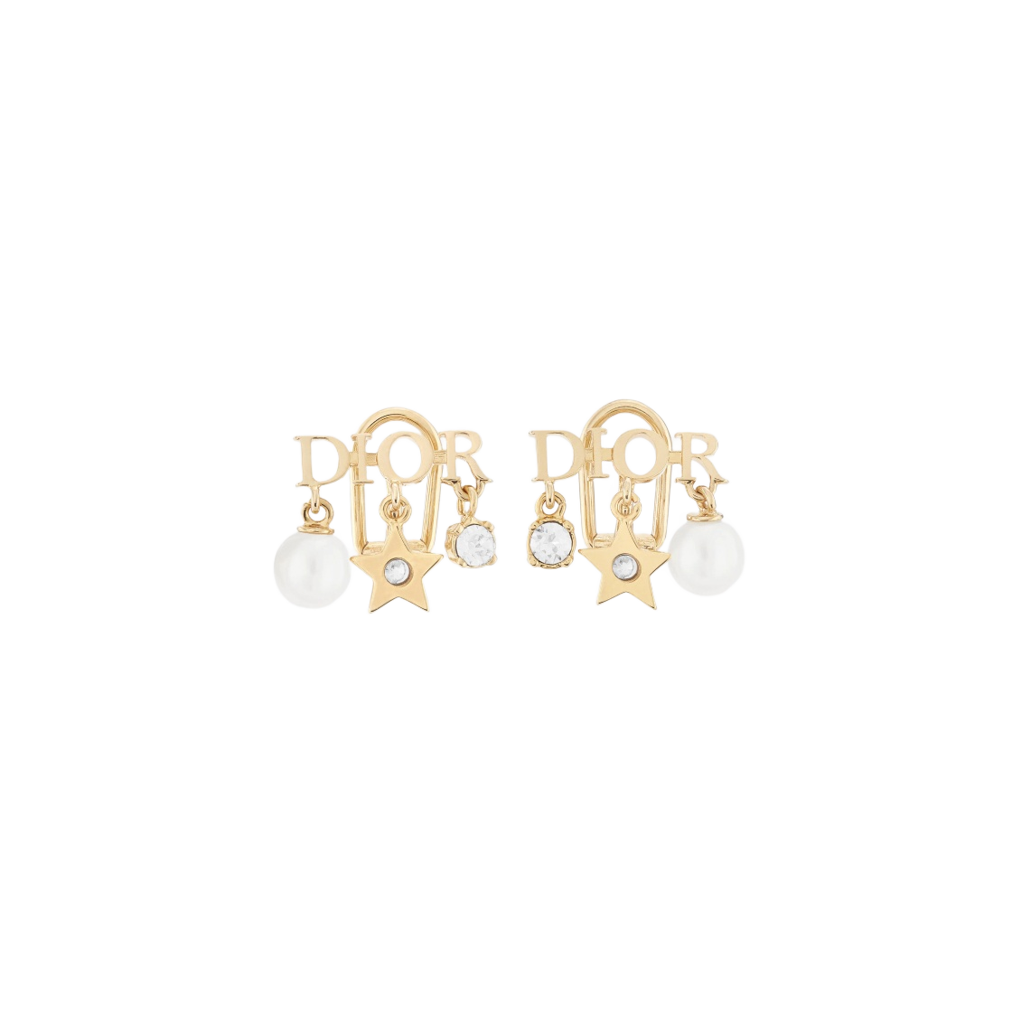 E1680DVORS-D301 (W) Dior Dio(r)evolution Clip-On Earrings Gold Finish Metal White Resin Pearls White Crystals - 대표 이미지 #1