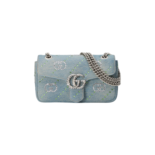 Gucci GG Marmont Small Shoulder Bag Light Blue Denim