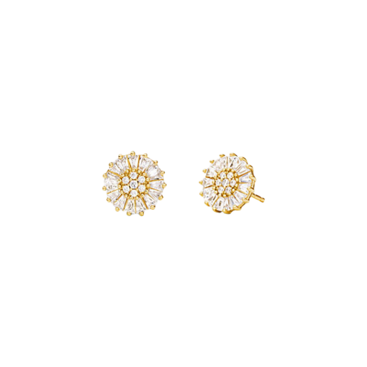 (W) Michael Kors Precious Metal Plated Sterling Silver Pave Stud Earrings Gold