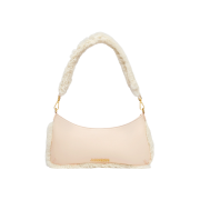 Jacquemus Le Bisou Doux Shearling Shoulder Bag Light Beige