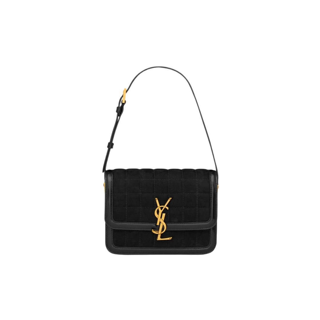 739139-AABR9-1000 Saint Laurent Solferino Small Satchel in Quilted Nubuck Suede Black