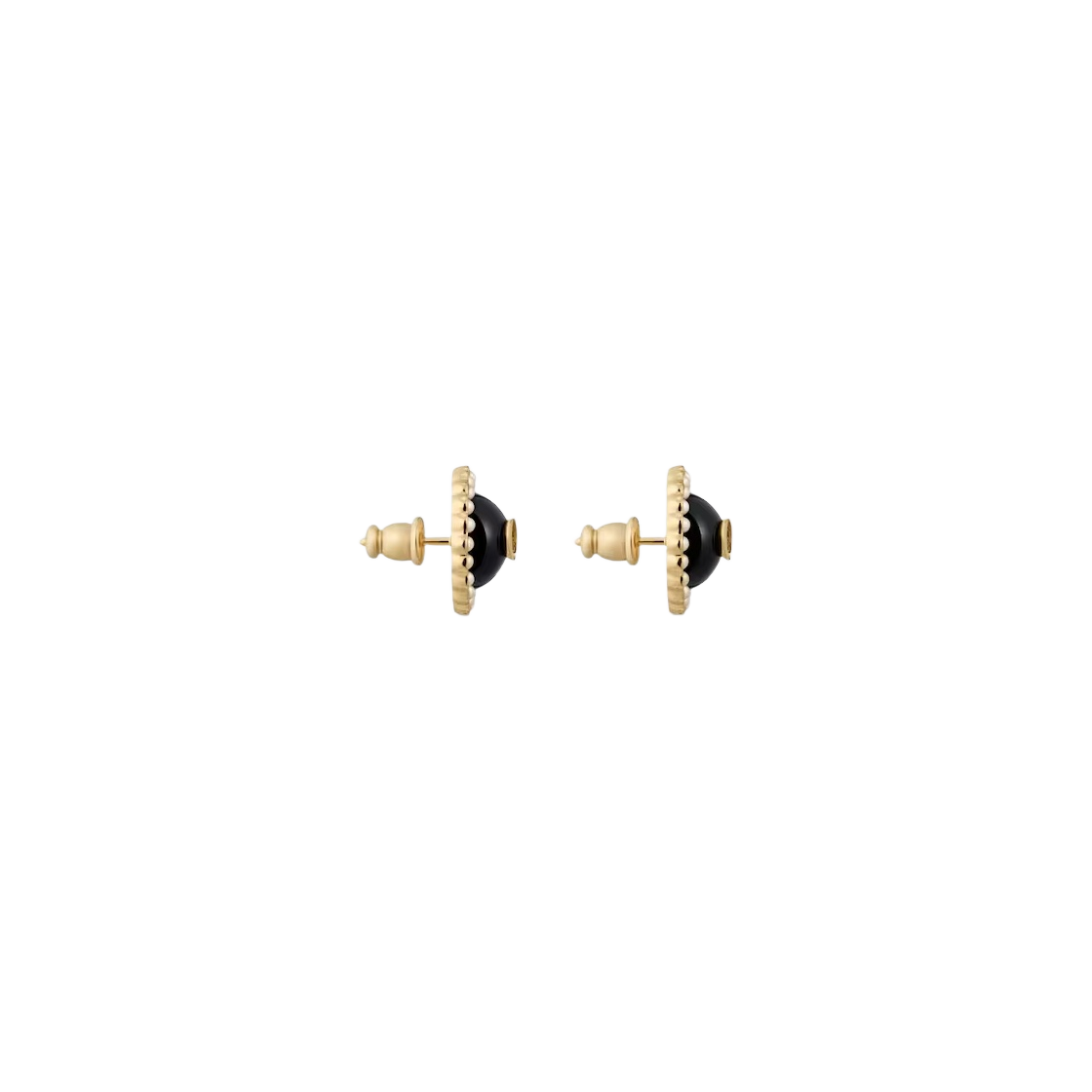 E1835PTCVE-D307 (W) Dior Petit CD Stud Earrings Gold Finish Metal White Resin Pearls Black Glass - #2