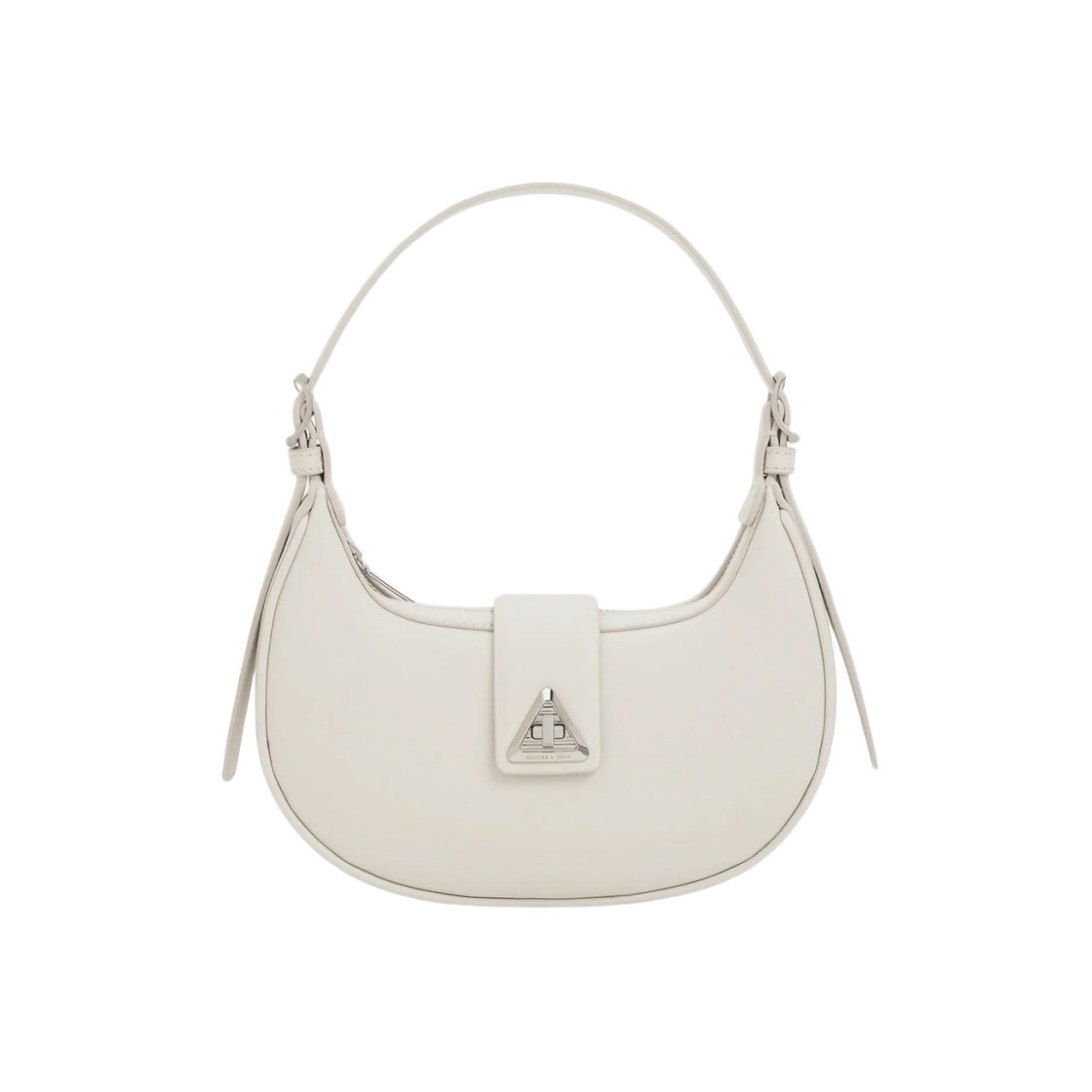 (W) 찰스앤키스 트라이스 메탈릭 악센트 벨티드 숄더백 초크((W) Charles & Keith Trice Metallic Accent Belted Shoulder Bag Chalk)