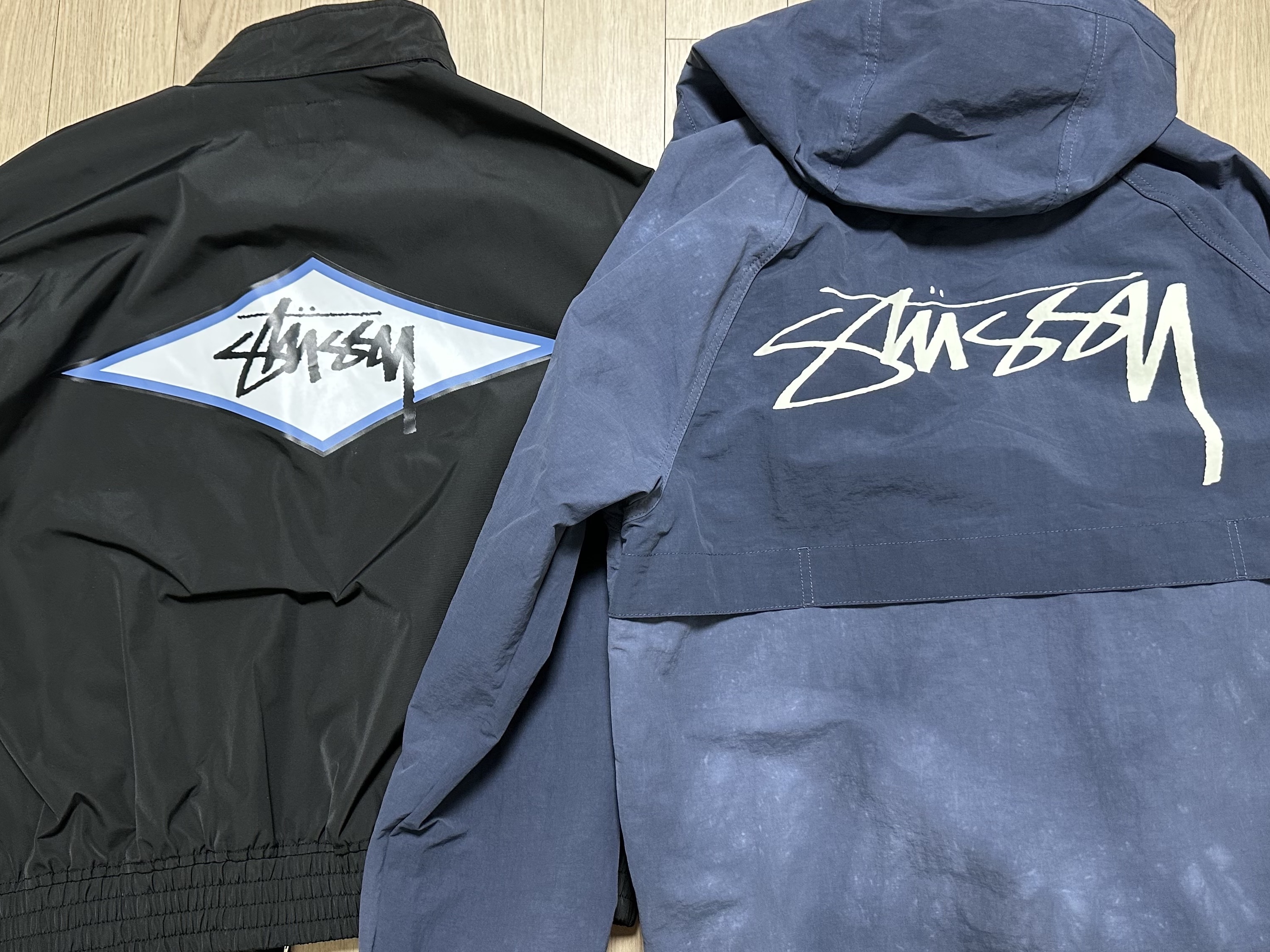 Stussy Surf Team Harrington Jacket Black, Stussy Wave Dye Beach Shell Jacket Navy 착용 스타일