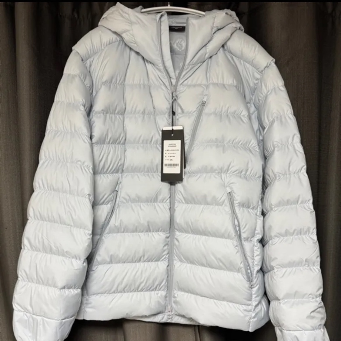 Musinsa Standard City Leisure Hooded Light Down Jacket Cloudy Blue 착용 스타일