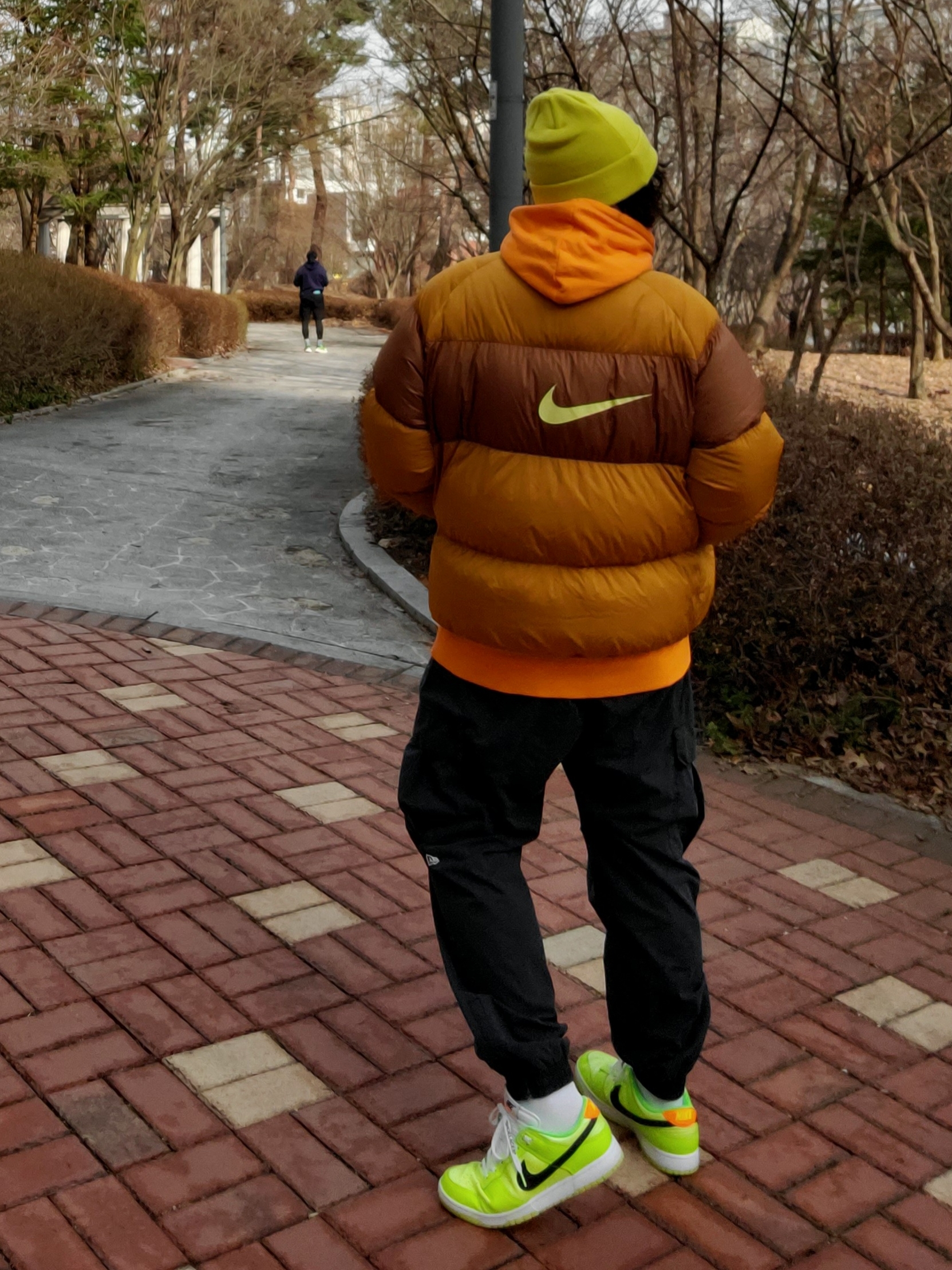 Nike Dunk Low Volt, OJOS Paneled Crop Shell Jacket Stone Brown 착용 스타일 - 2