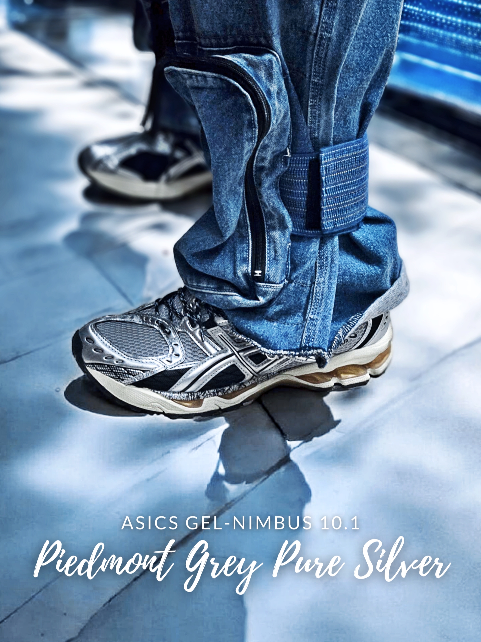 Asics Gel-Nimbus 10.1 Piedmont Grey Pure Silver, Kapital 12.5 oz. Broken Denim East Repairman Track Pants Indigo 착용 스타일