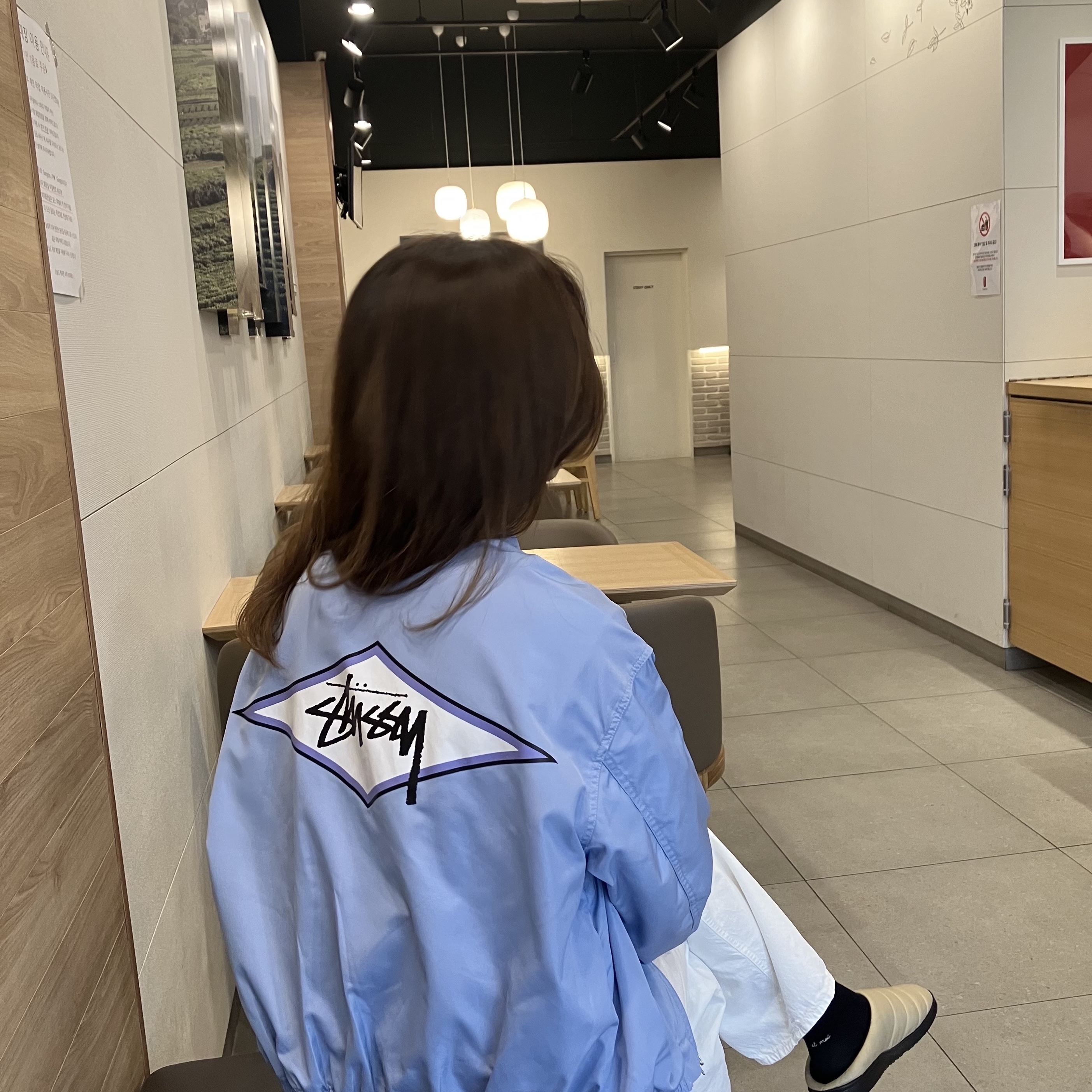 Stussy Surf Team Harrington Jacket Light Blue 착용 스타일