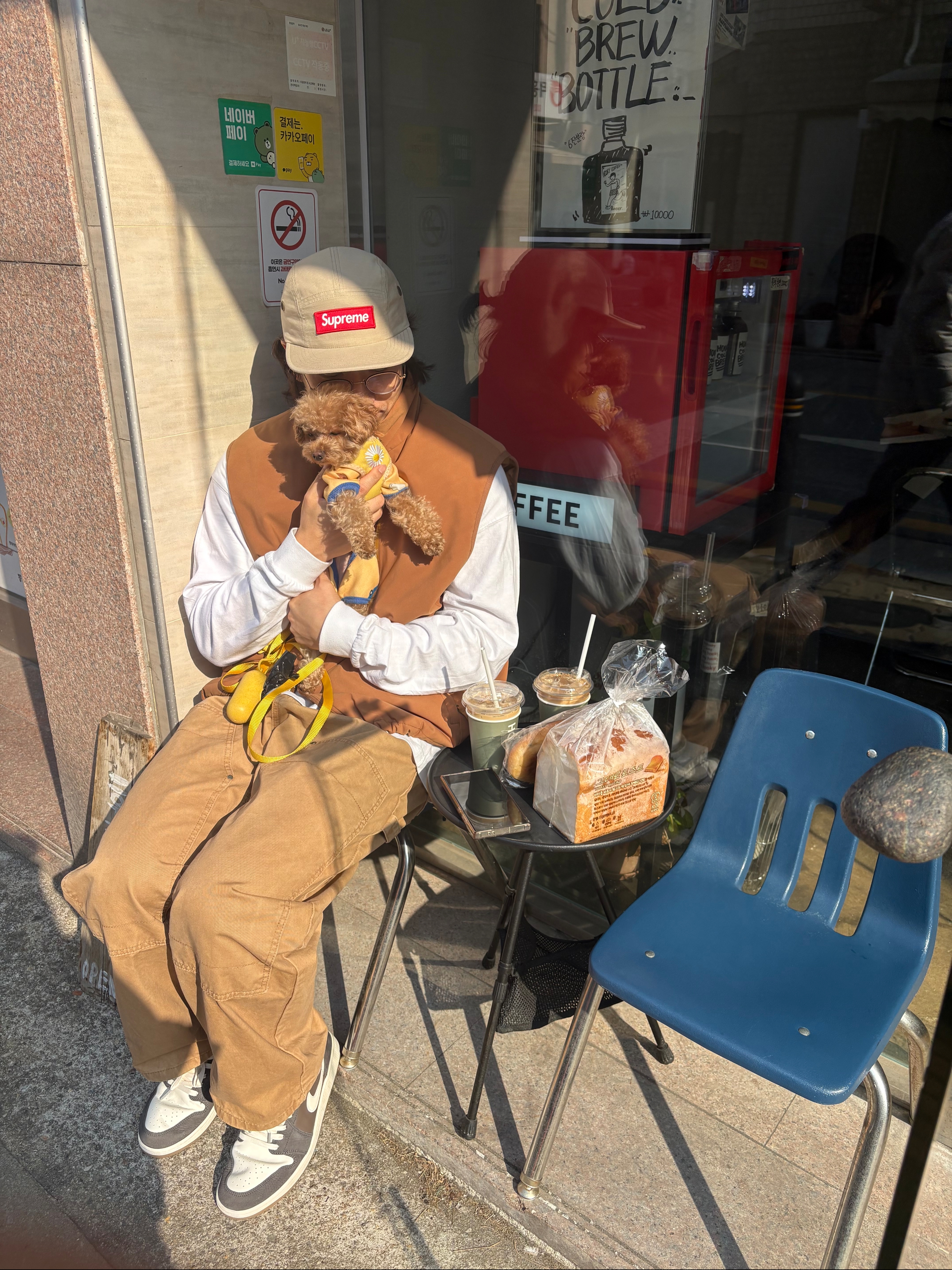 Jordan 1 Low Kkachi, Supreme Military Camp Cap Tan - 25SS 착용 스타일 - 2
