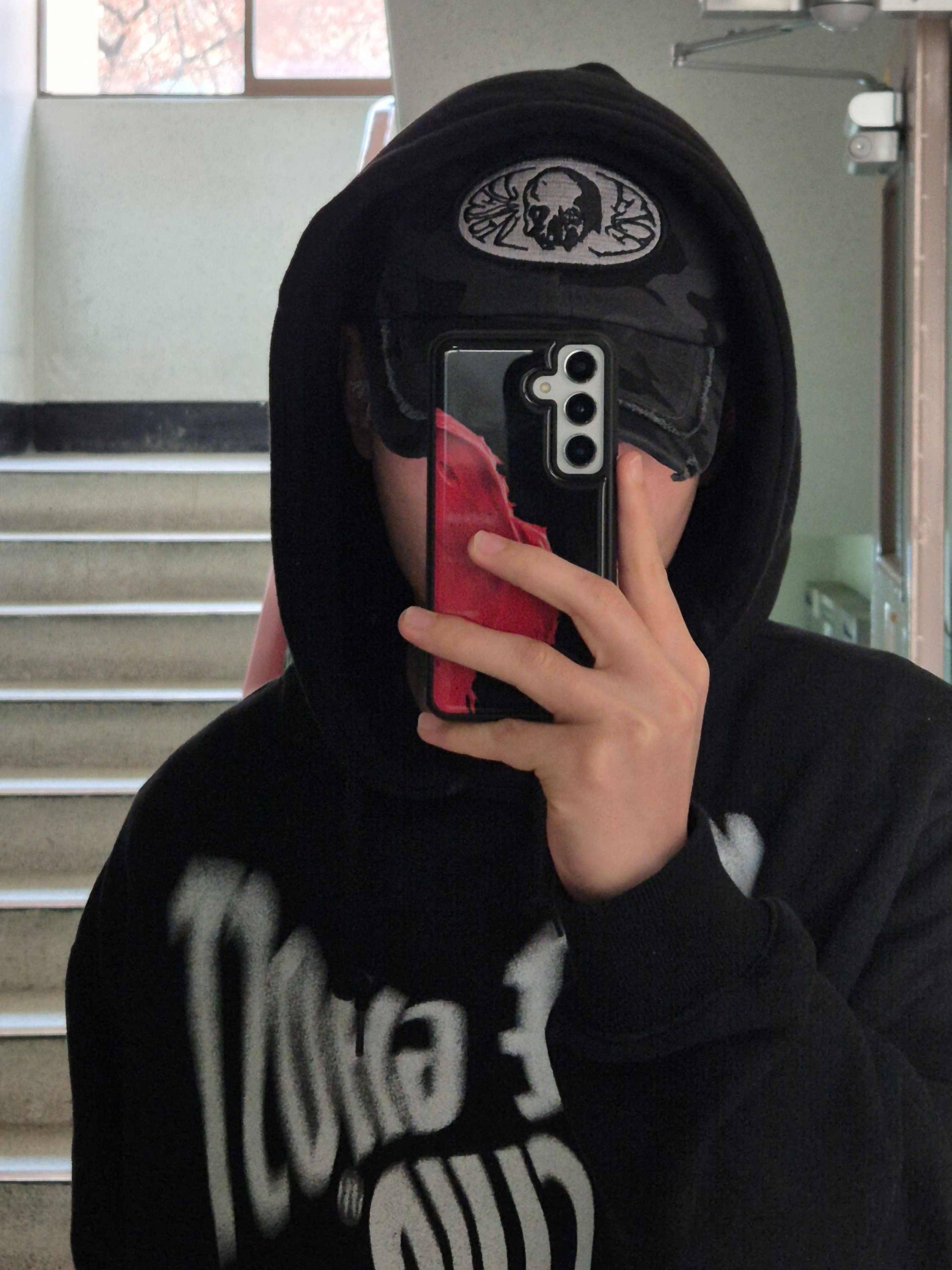 [더블적립] ETCE Skull Patch Trucker Cap Black 착용 스타일