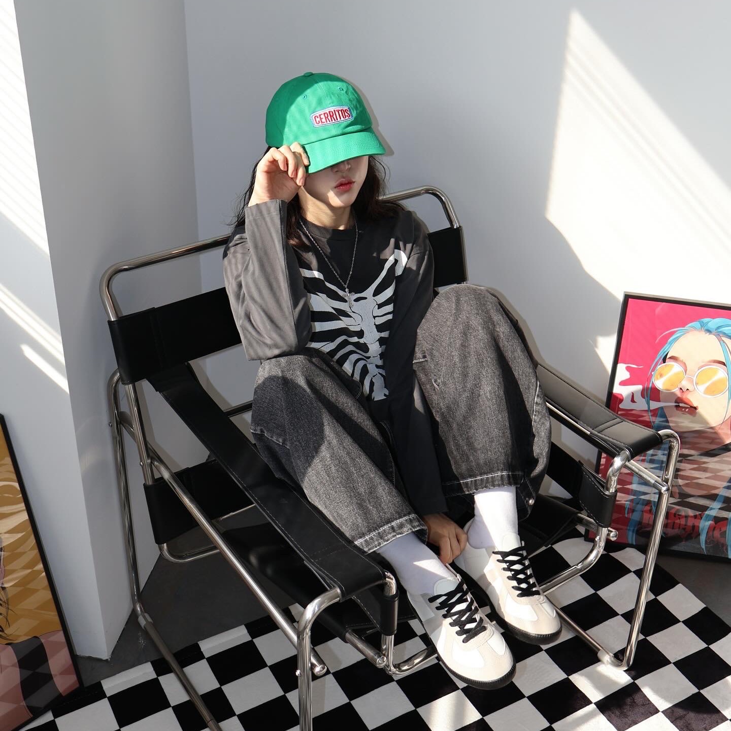 Hotel Cerritos Candy Ball Cap Green 착용 스타일 - 6