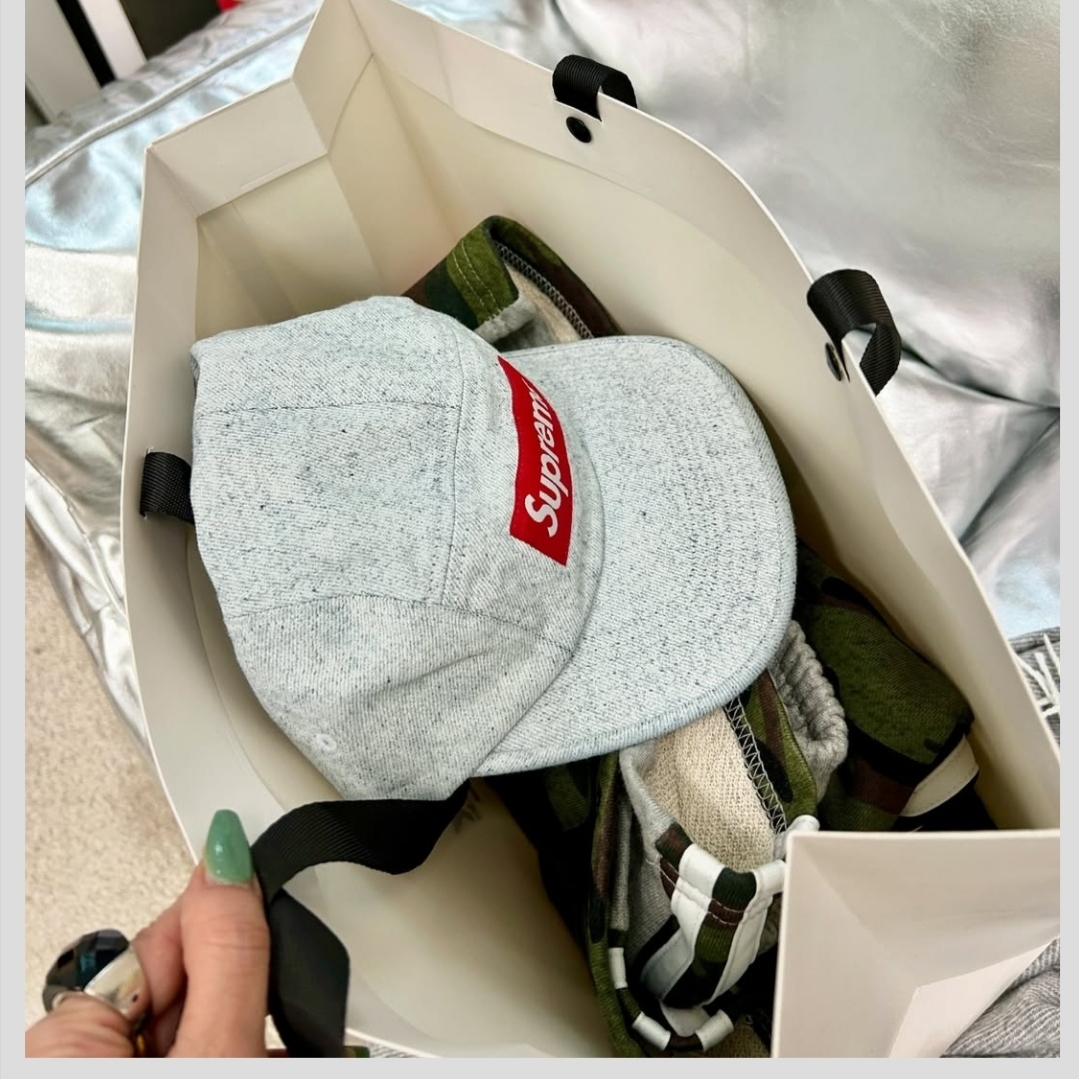 Supreme Coated Denim Camp Cap White - 24SS 착용 스타일 - 2