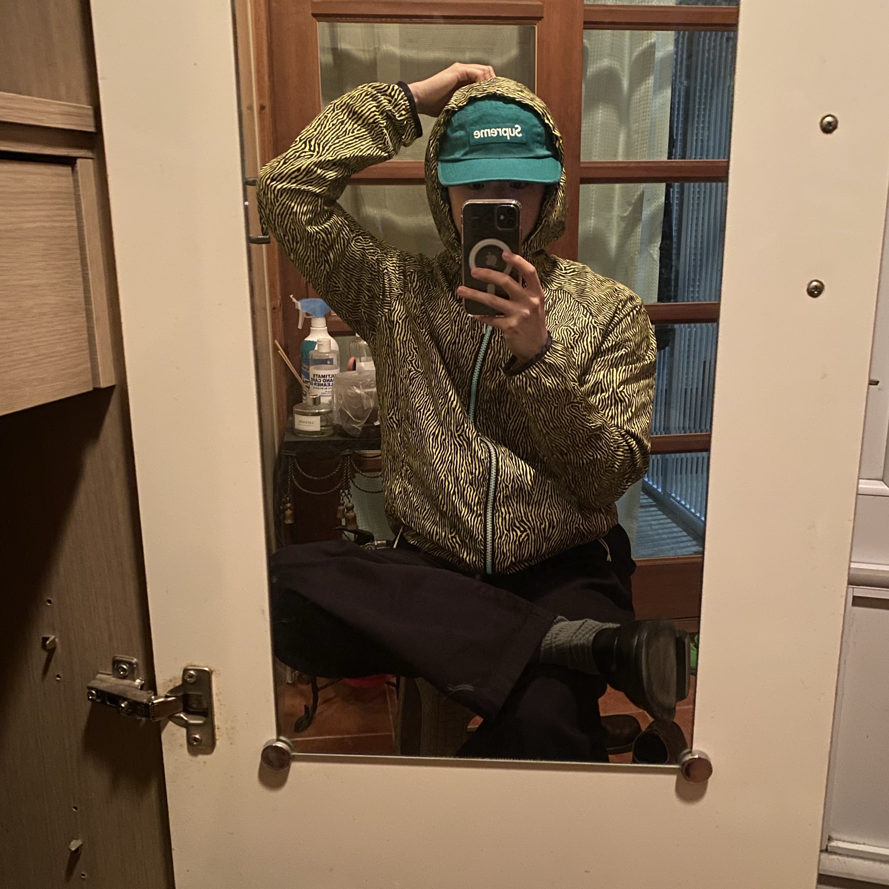 Supreme Washed Chino Twill Camp Cap Green - 24FW 착용 스타일 - 1