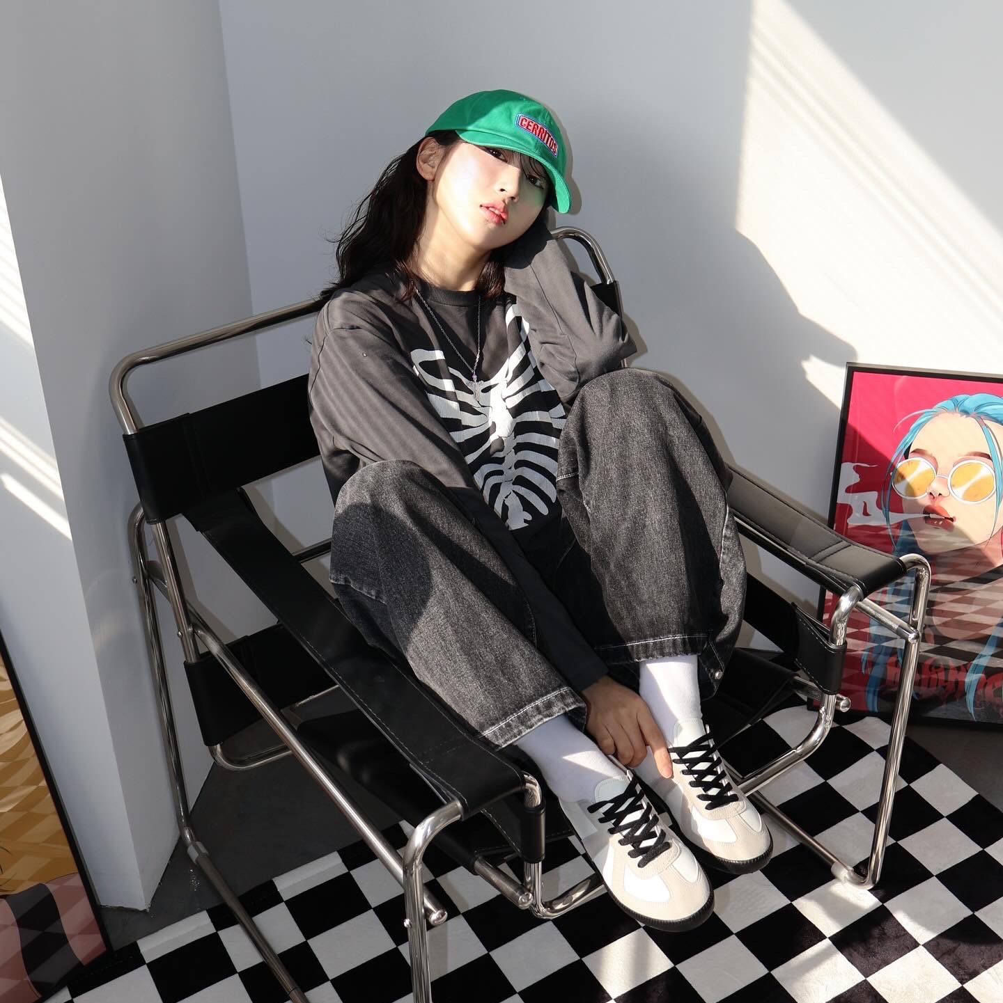 Hotel Cerritos Candy Ball Cap Green 착용 스타일 - 5