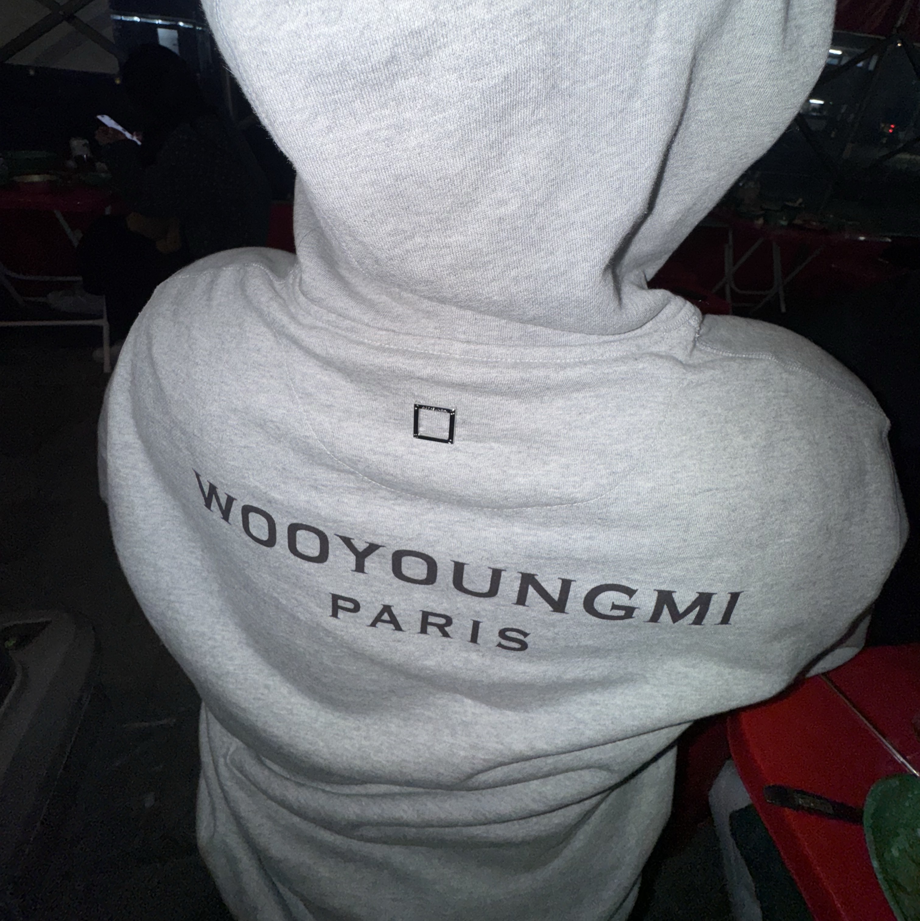 Wooyoungmi Back Logo Hoodie Gray - 24FW 착용 스타일 - 1
