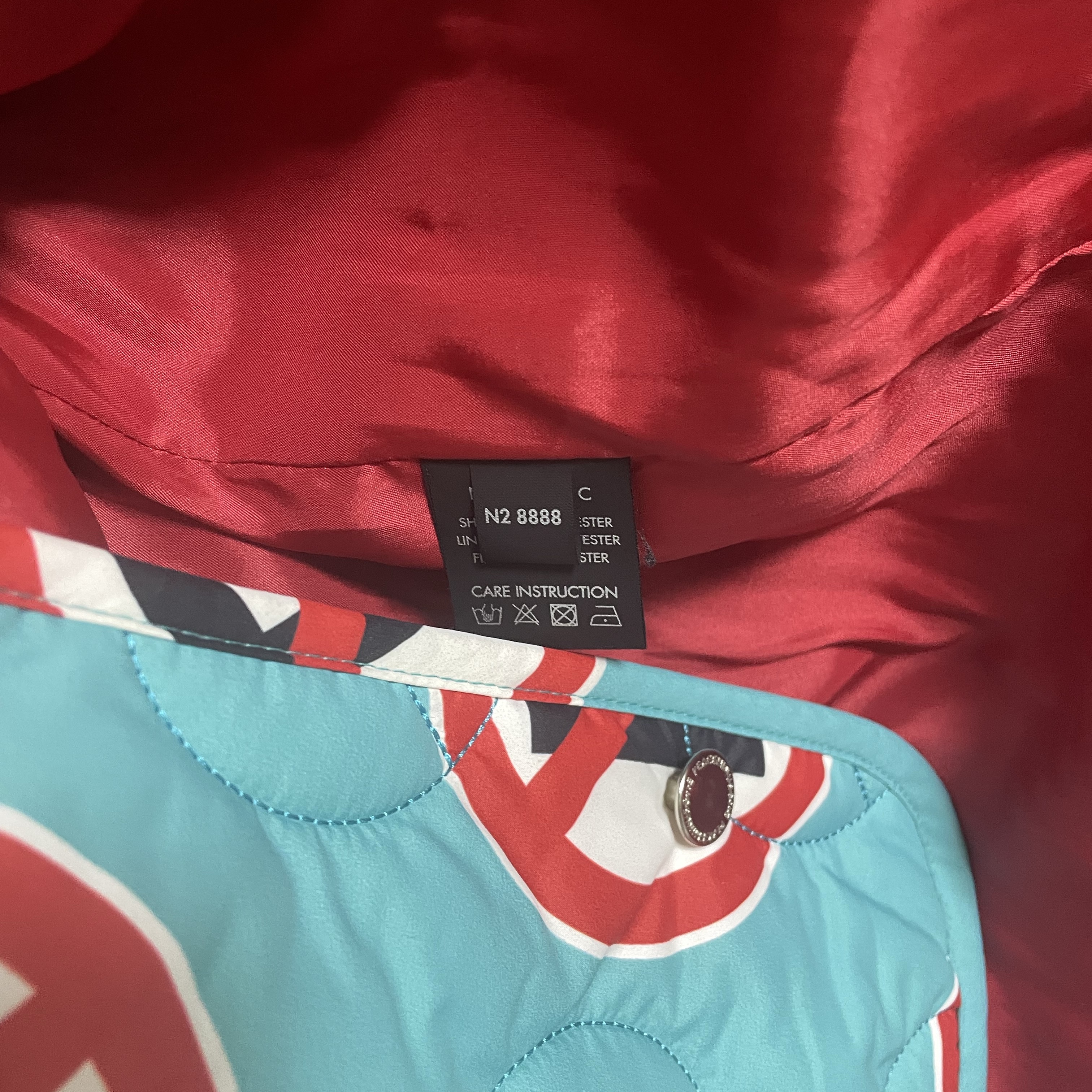 Peaceminusone Quilted Jacket #5 Aqua 착용 스타일