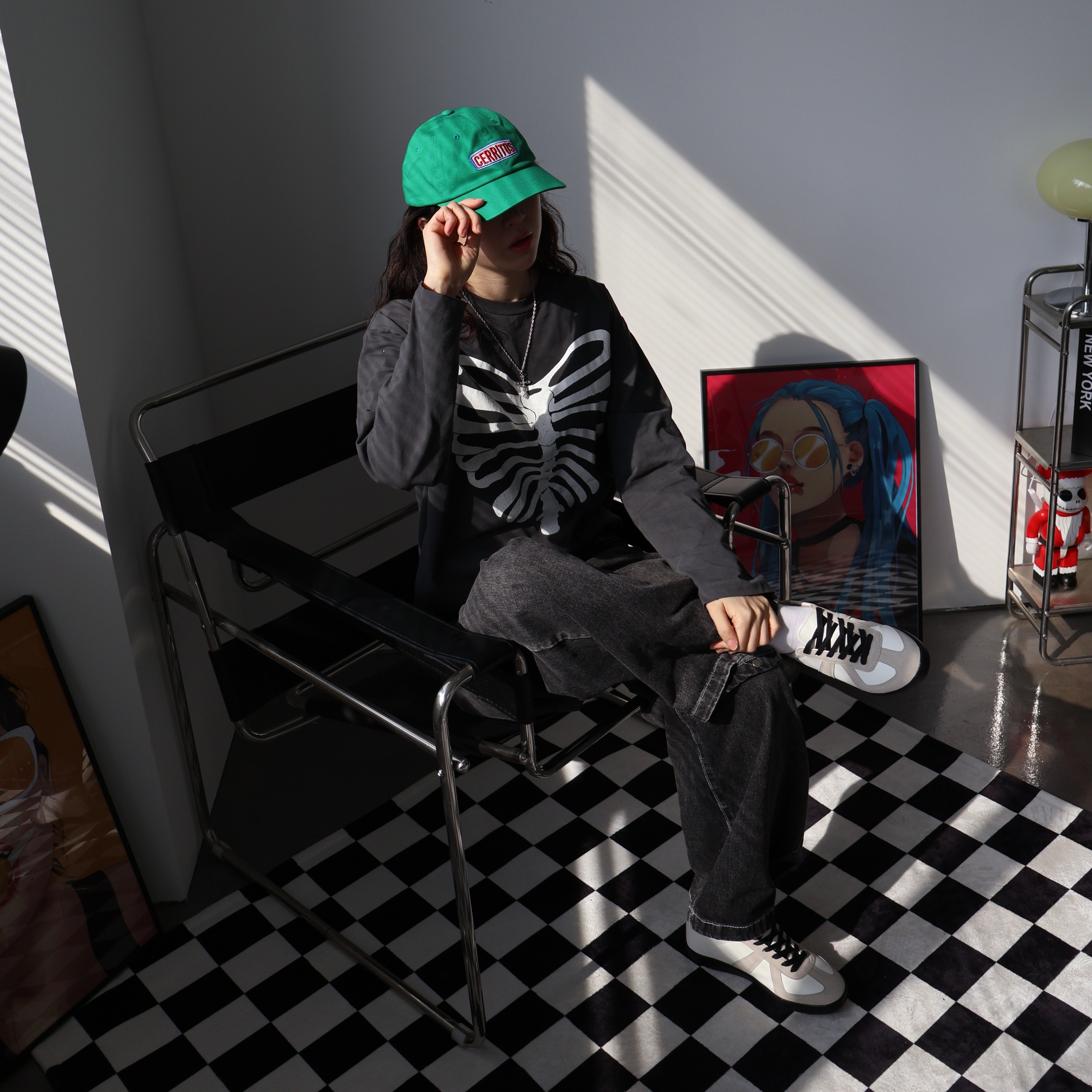 Hotel Cerritos Candy Ball Cap Green 착용 스타일 - 4