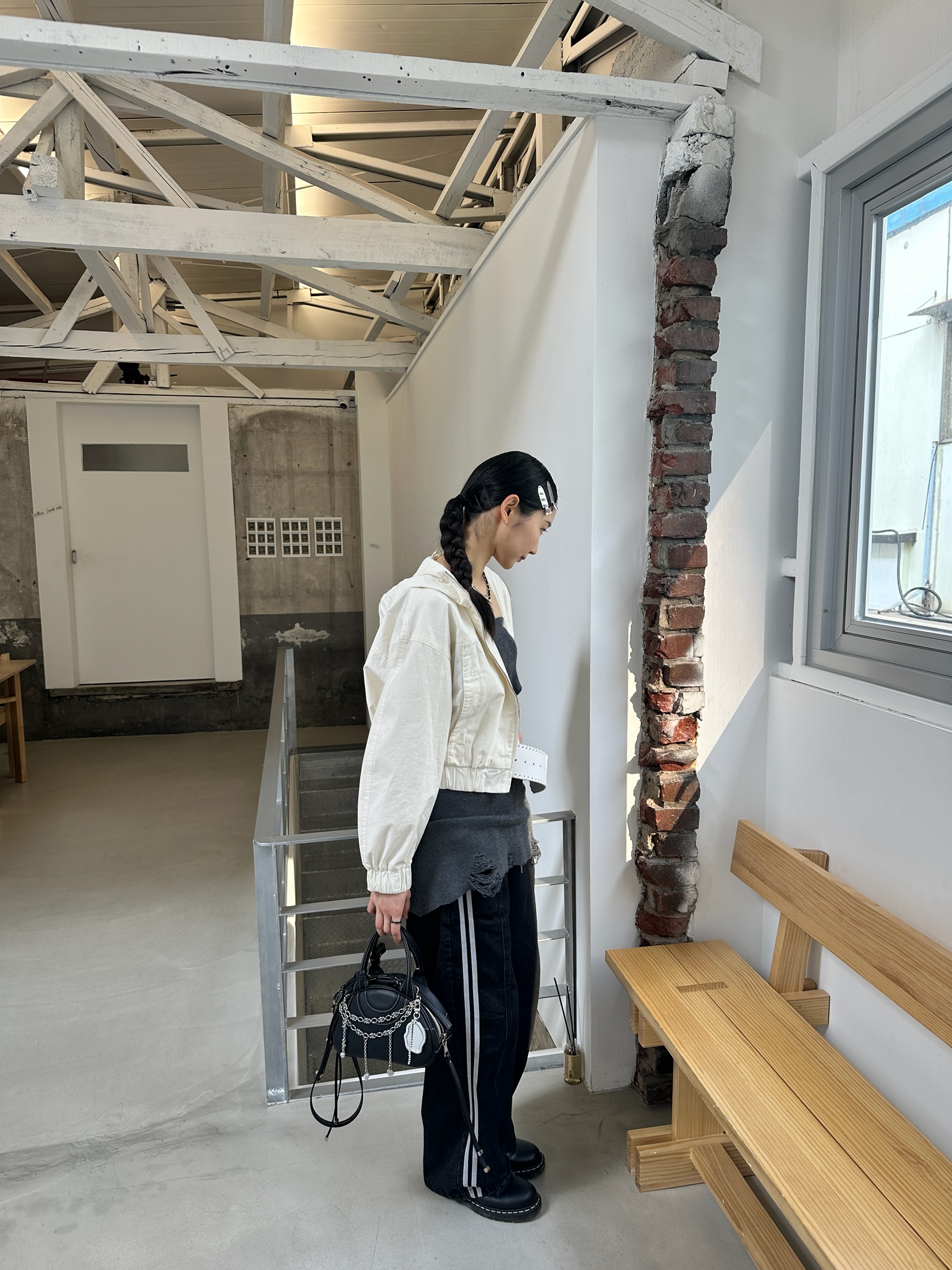 Dr. Martens 1461 WS Black Smooth, Sentiments No.543 Surfboard Crystal Star Hair pin Silver 착용 스타일 - 2
