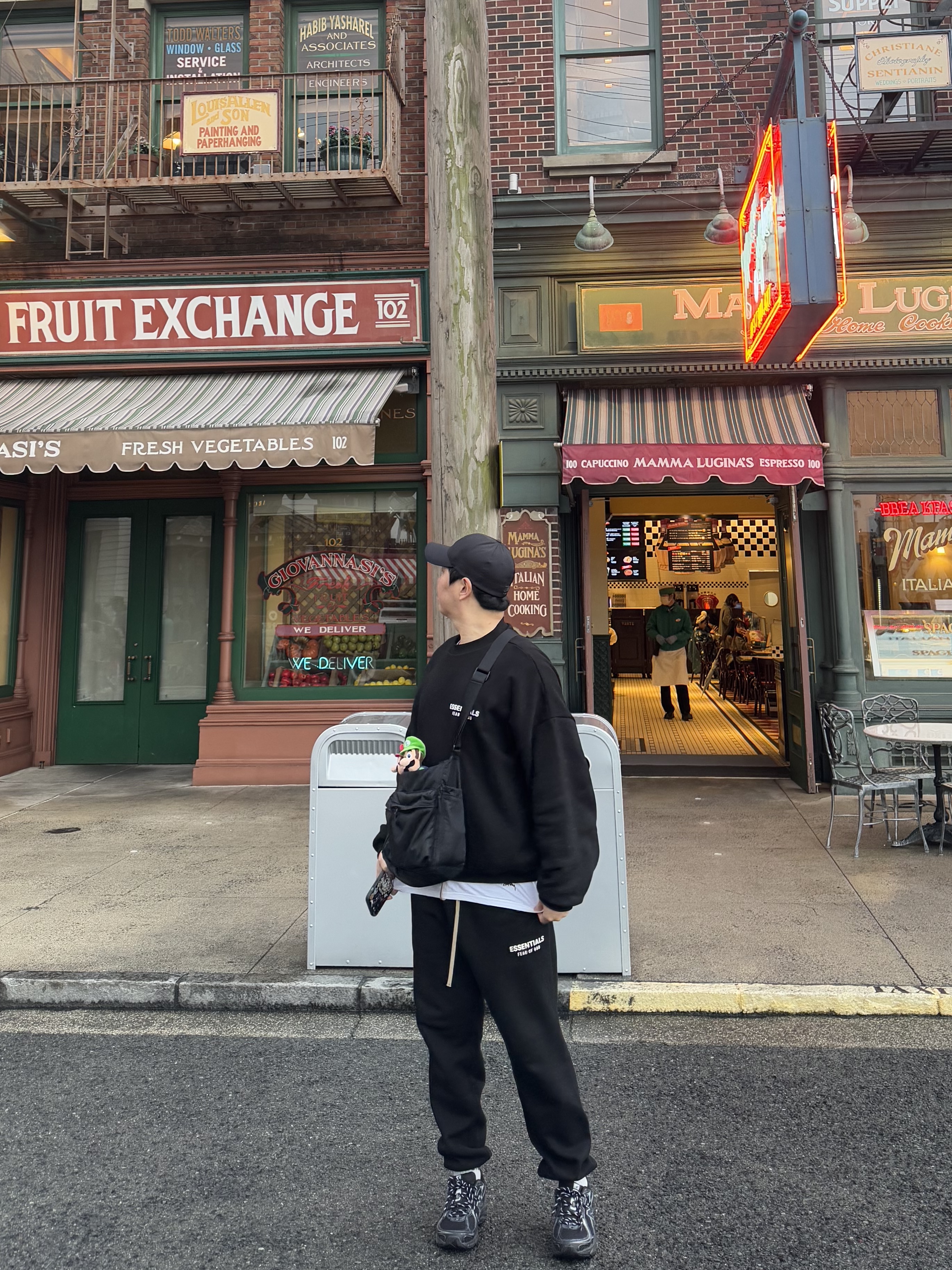 Essentials Fleece Crewneck Black - 24FW, Essentials Fleece Essential Sweatpant Black - 24FW 착용 스타일 - 3