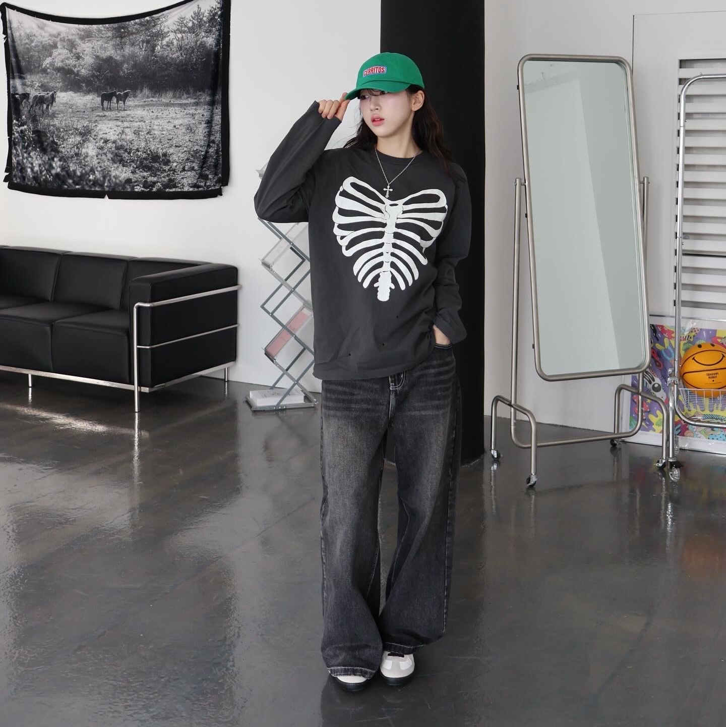 Hotel Cerritos Candy Ball Cap Green 착용 스타일 - 7