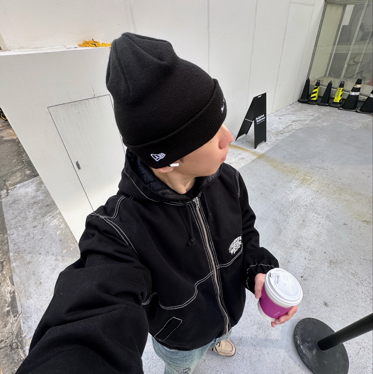Supreme New Era Box Logo Beanie Black - 24FW 착용 스타일