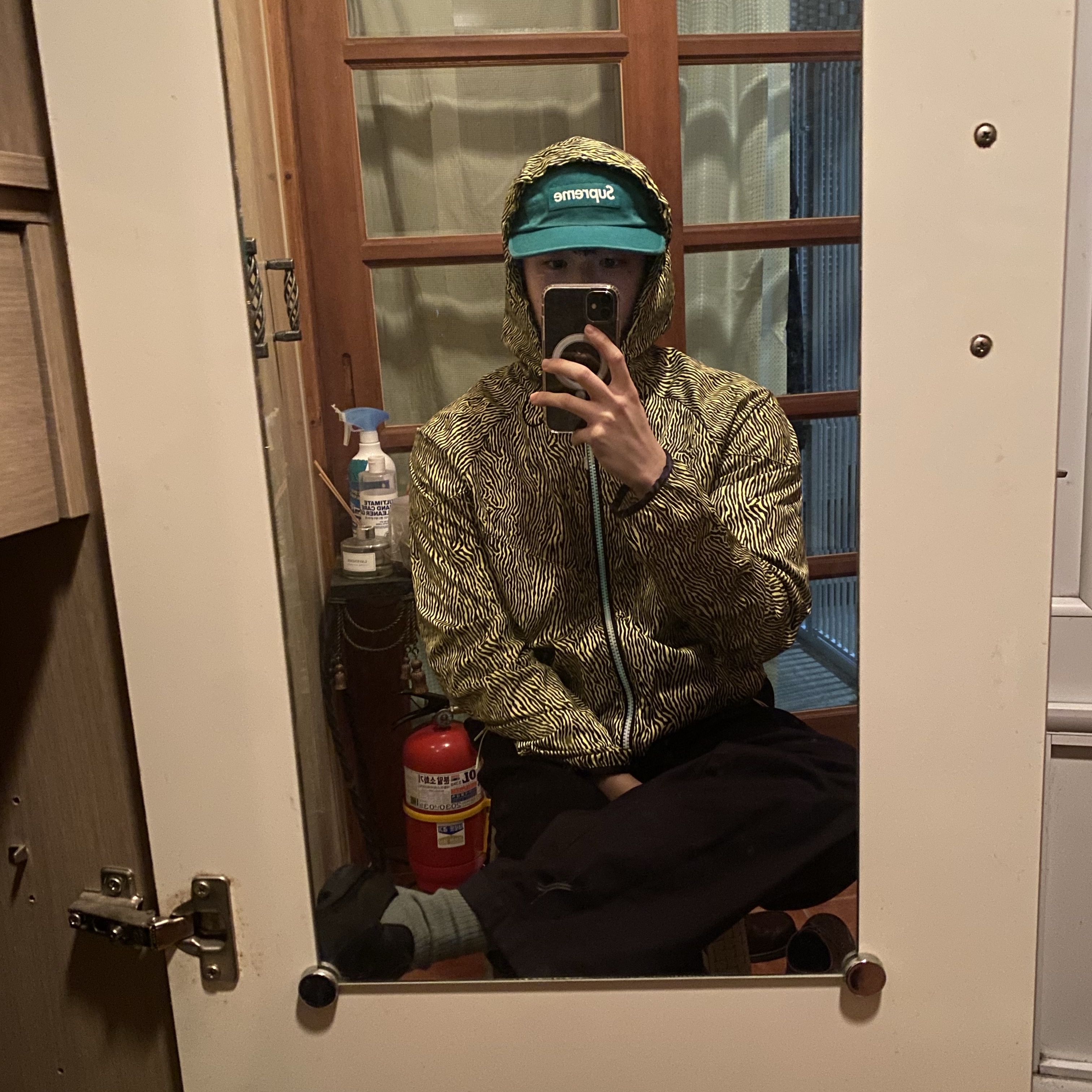 Supreme Washed Chino Twill Camp Cap Green - 24FW 착용 스타일 - 2