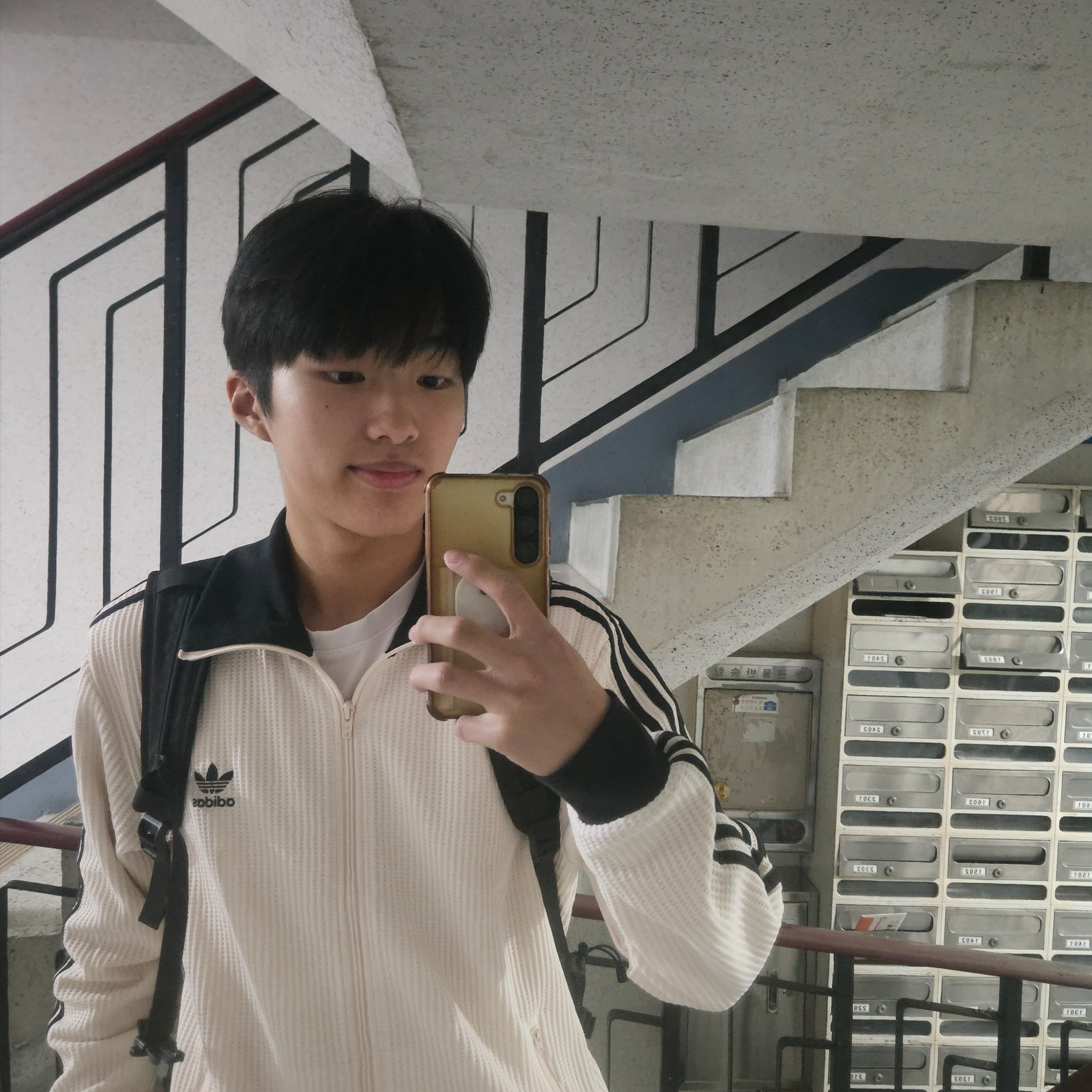 Adidas Waffle Beckenbauer Track Top Wonder White - KR Sizing 착용 스타일 - 3