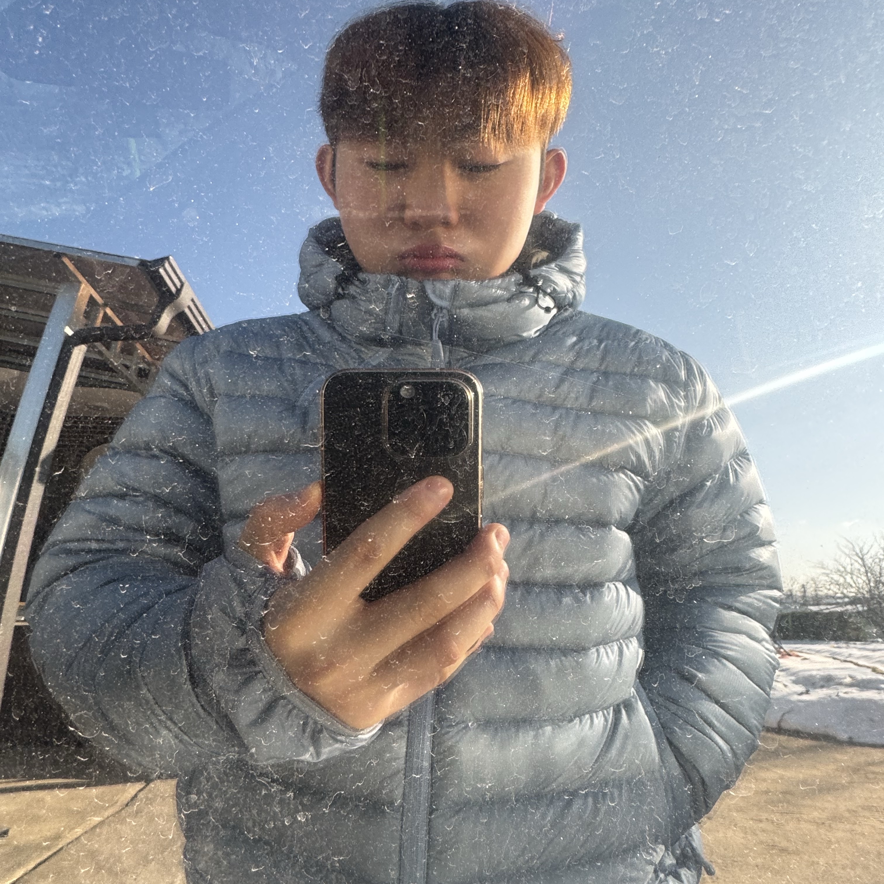 Sansan Gear Suffix Puffer Jacket Sky Blue - 24FW 착용 스타일