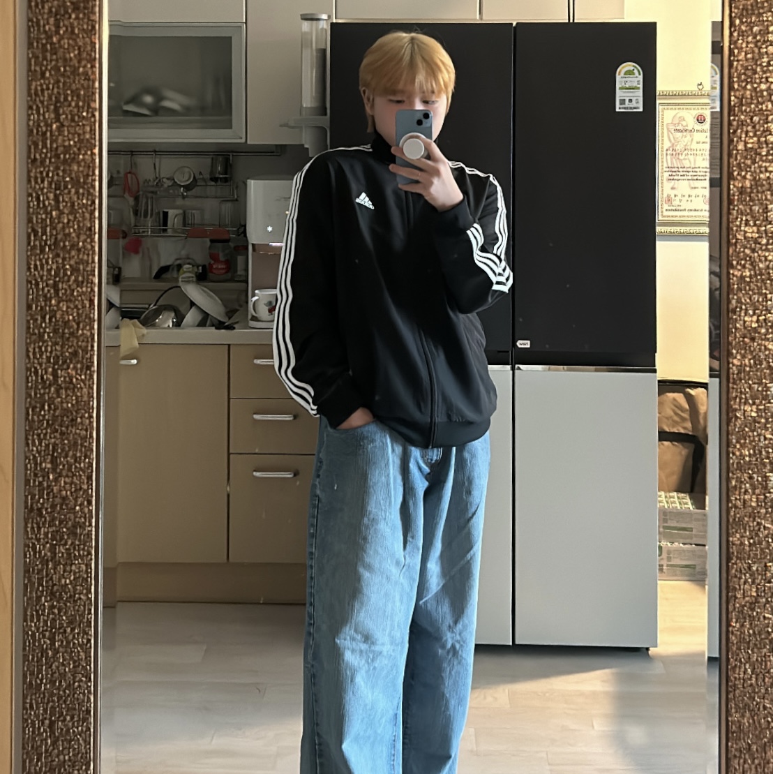 Adidas 3-Stripes Woven Track Suit Black - KR Sizing 착용 스타일 - 2
