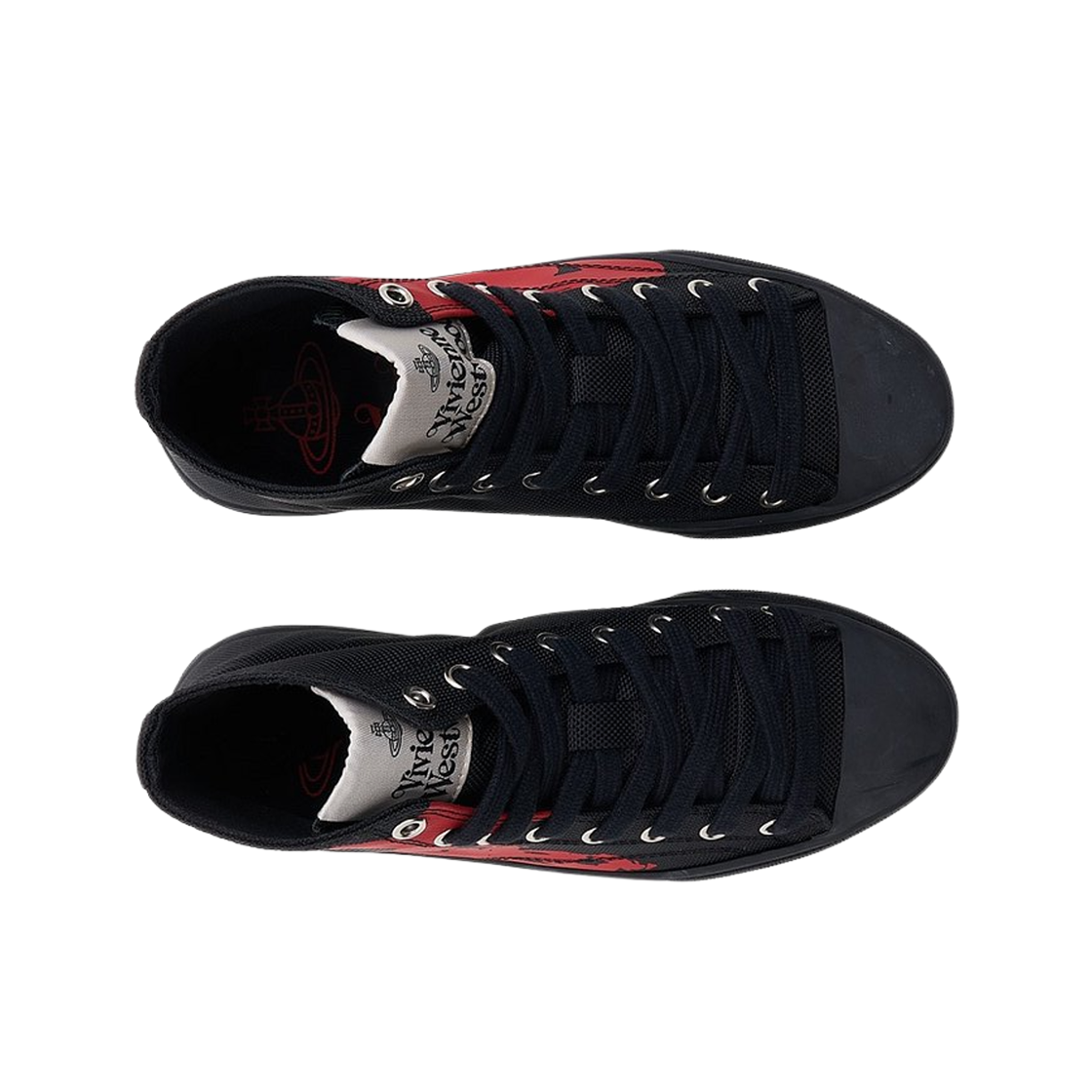 (W) 비비안 웨스트우드 플림솔 하이탑 스니커즈 블랙 레드((W) Vivienne Westwood Plimsoll High Top Sneakers Black Red) - 2