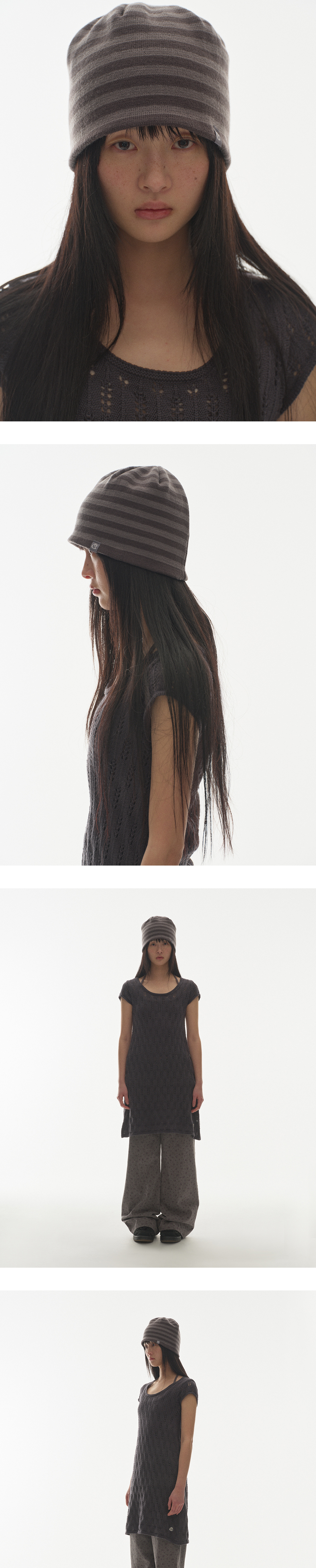 【COYSEIO】 DUAL STRIPE BEANIE PURPLE GREY DUAL STRIPE BEANIE PURPLE GREY - coyseio