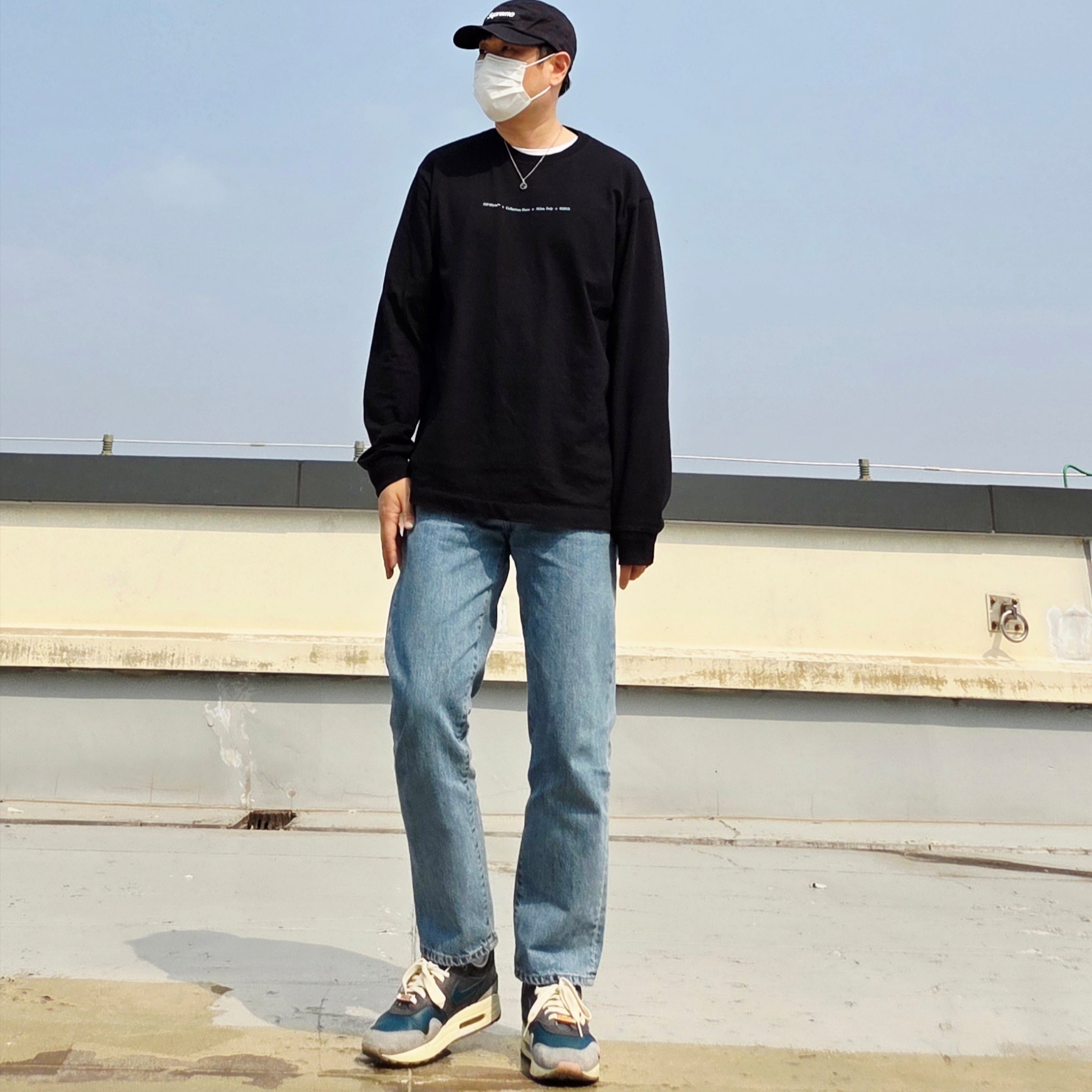 Off-White Marker Arrow Skate L/S T-Shirt Black, Gucci Interlocking G Pendant Necklace Silver 착용 스타일 - 3