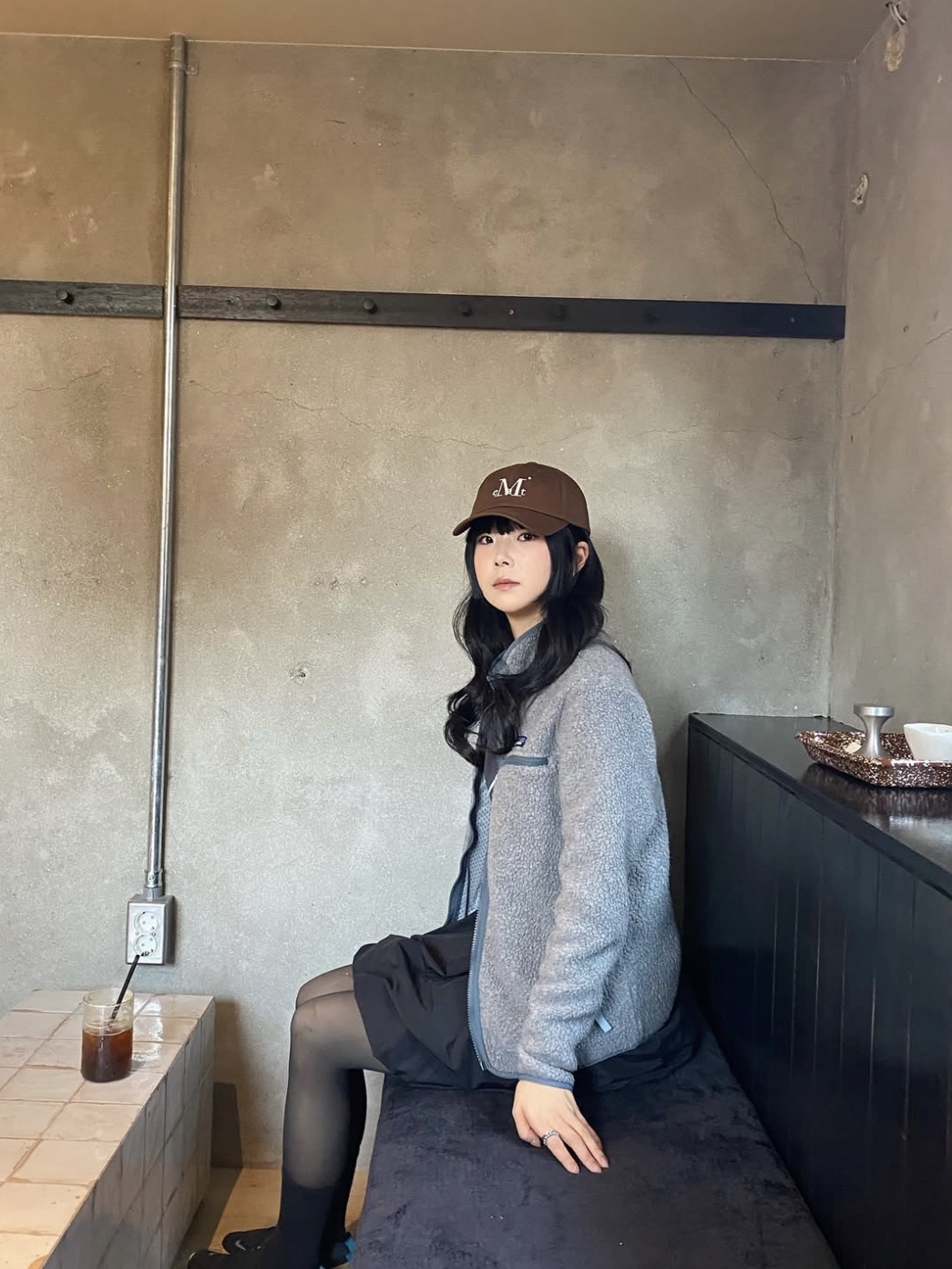 MUCENT Signature Ballcap Brown 착용 스타일 - 4
