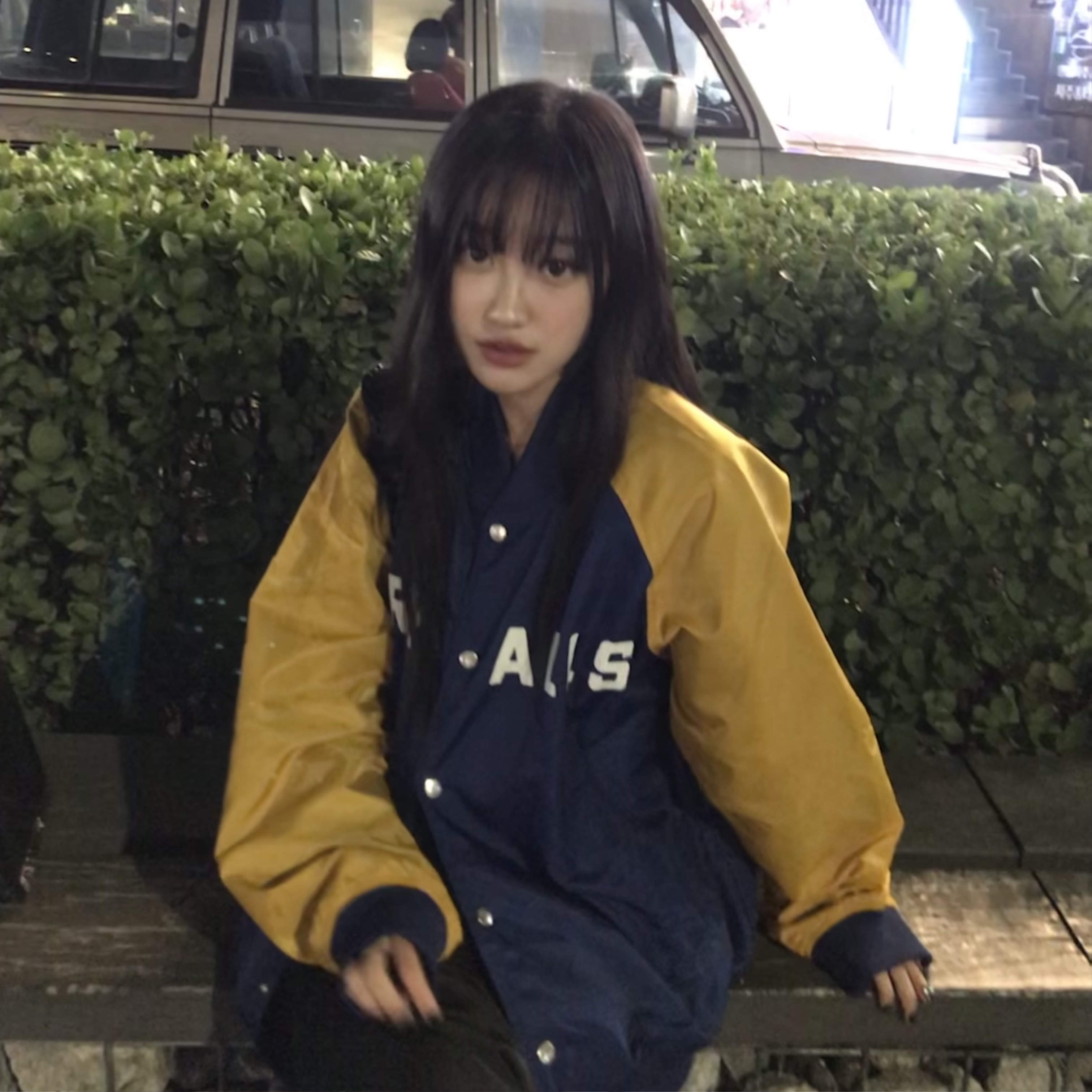 Human Made Nylon Stadium Jacket Blue 착용 스타일 - 3