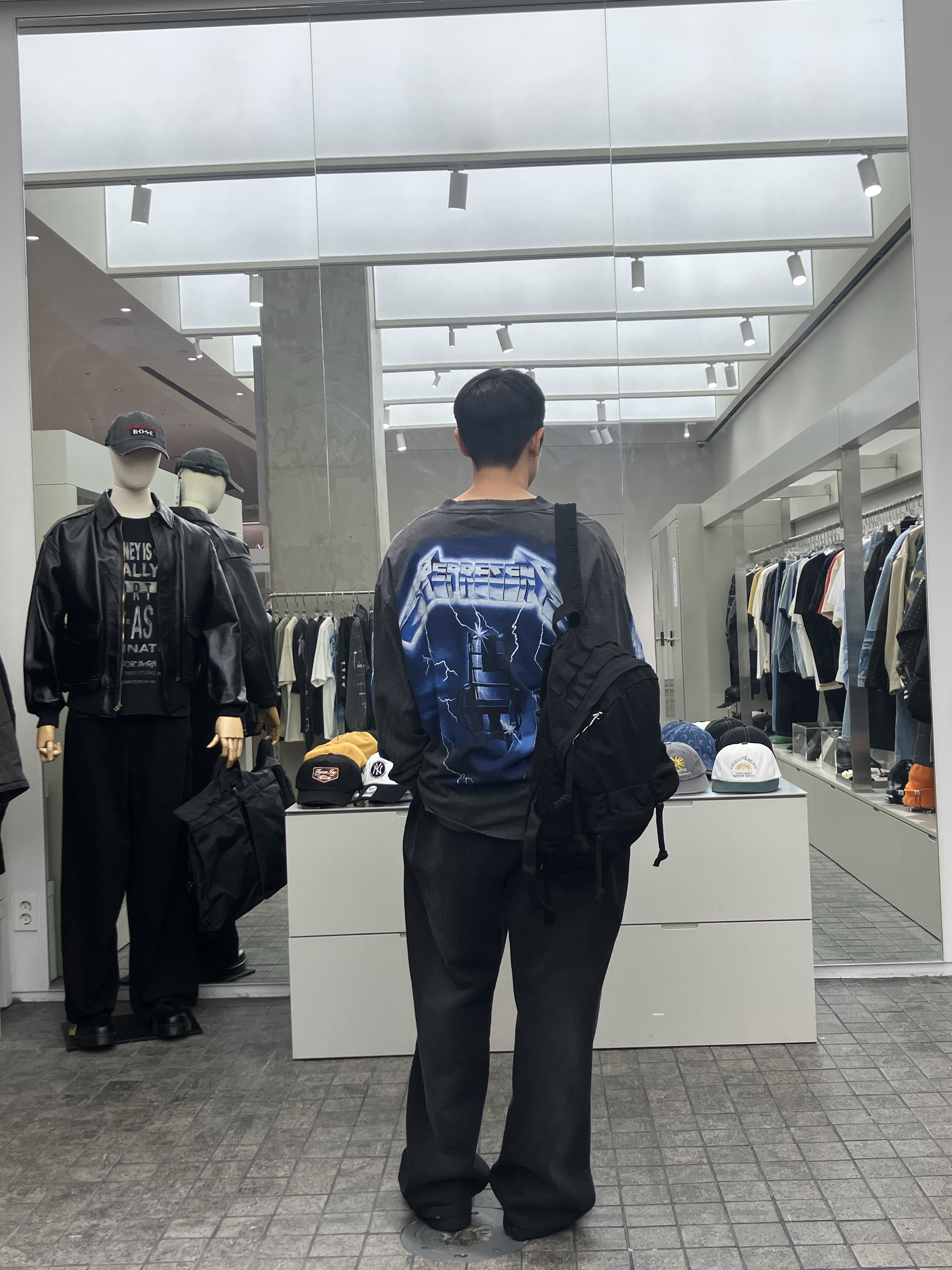Represent x Metallica Ride The Lightning LS T-Shirt Vintage Grey - 25SS, Polyteru Used Backpack 2PK Black 착용 스타일 - 1