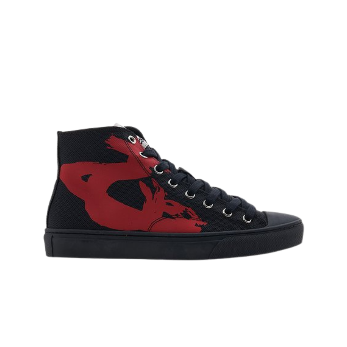 75010001W-W00DF-O101 (W) Vivienne Westwood Plimsoll High Top Sneakers Black Red