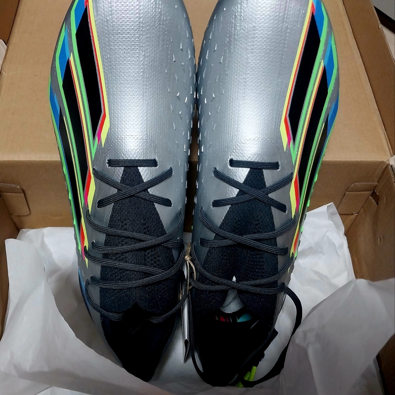 Adidas X Speedportal. 1 FG Silver Metallic Core Black 착용 스타일